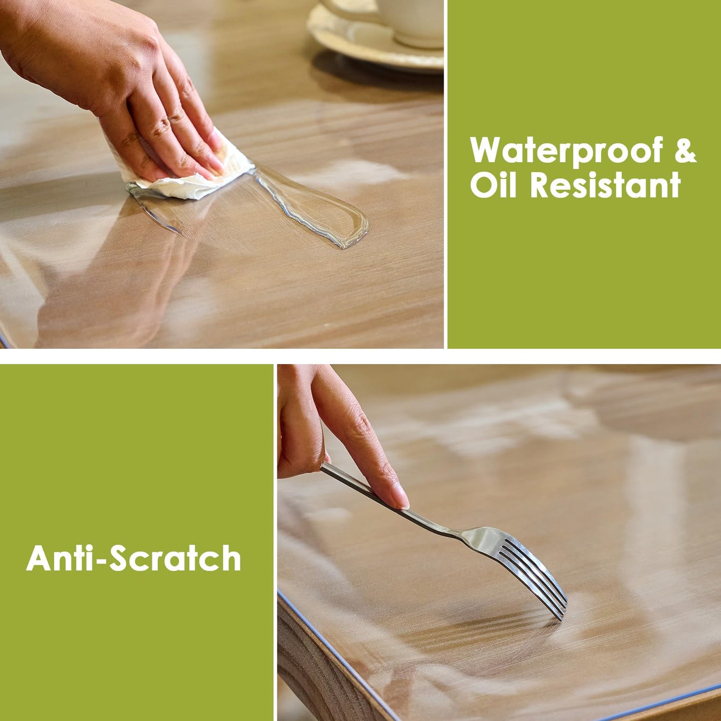 Clear Table Cover Protector 48x30 Inch, 1.5mm Thick PVC Table Pad, Waterproof Dining Tablecloth, Cut to Fit Protector for Wood, Glass & Marble Tables, Perfect for Game Day Watch Soccer Party