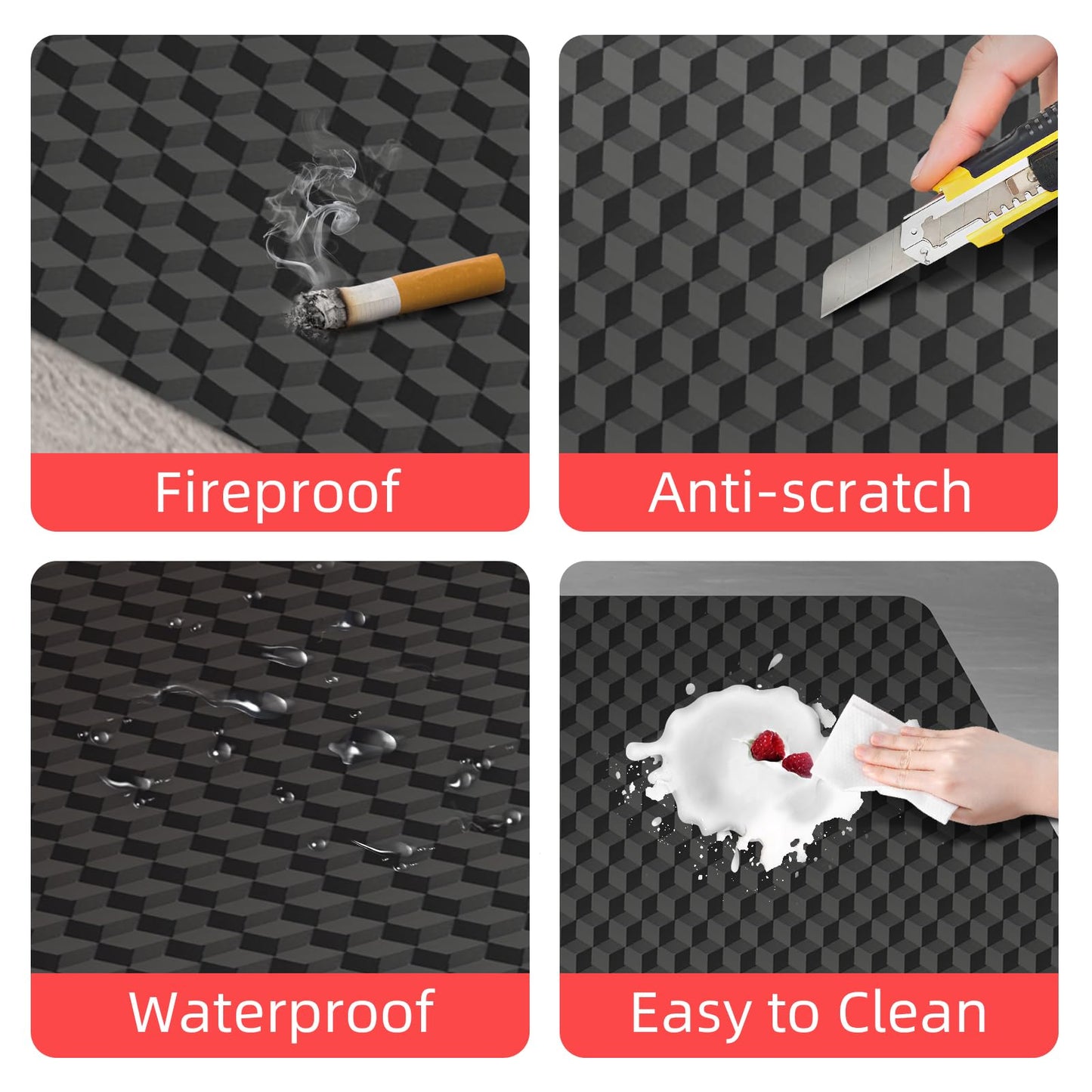 AiBOB Gaming Chair Mat for Hardwood Floors - 53"x45" Office Chair Mat for Hard and Tile Floor | Anti-Slip Protector Mat | Computer Desk Floor Mat for Rolling Chairs, Not for Carpet