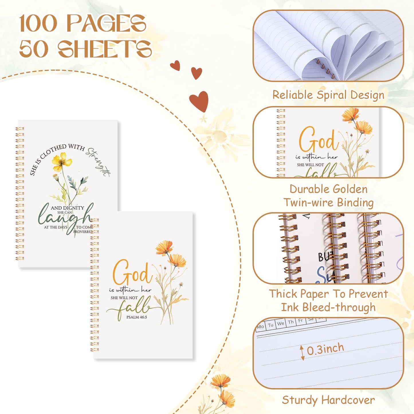 Supervitae 12 Pack Christian Gifts for Women Church Bulk Teacher Graduation Spiral Bible Verse Notebooks A5 Inspirational Religious Journals Prayer Scriptures Notepad for Sunday School(Blessed)