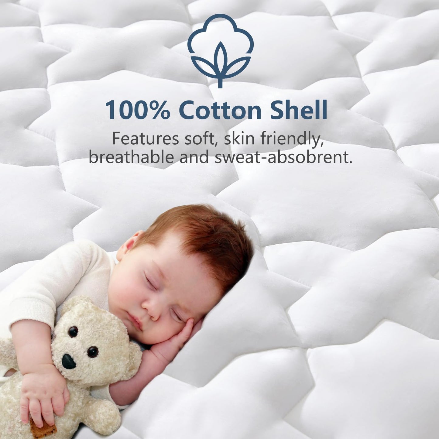 CozyLux Twin Mattress Pad, 450GSM Quilted Cooling Cotton Top Mattress Topper, Extra Deep Pocket Fits 8-21 inches, Oeko-TEX Certified, Plush Soft & Breathable Bed Pad (39"x75", White)