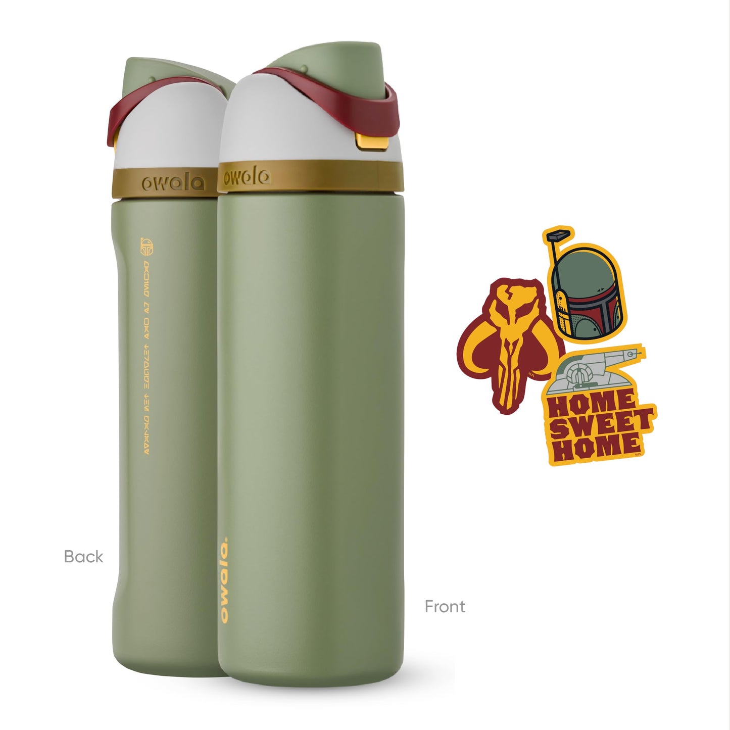 Owala Star Wars FreeSip Insulated Stainless Steel Water Bottle with Straw for Sports and Travel, BPA-Free, 24-Ounce, Boba Fett
