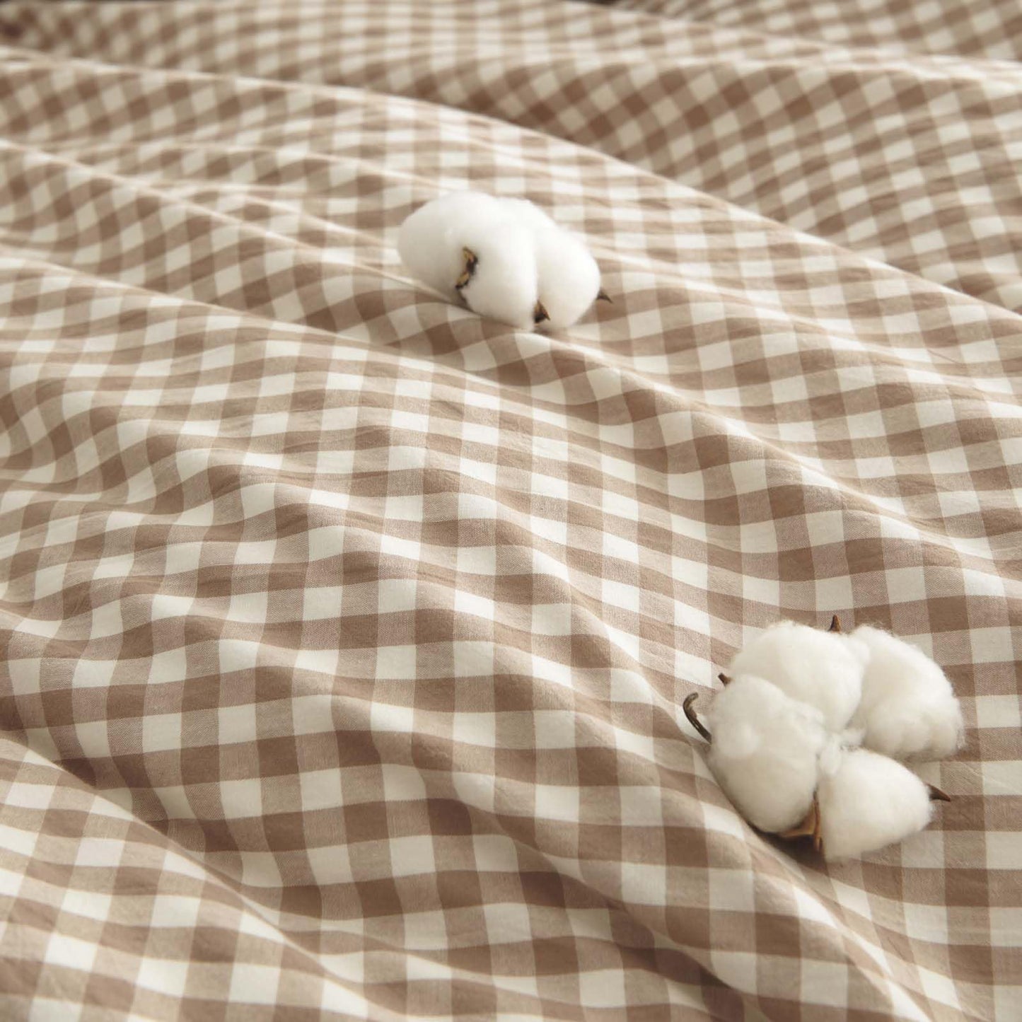 Nayoroom Gingham Duvet Cover Queen Size 100% Washed Cotton Brown Tan Plaid Checkered Comforter Cover 3 Pcs Soft Breathable Grid Farmhouse Dorm Bedding Set for All Seasons