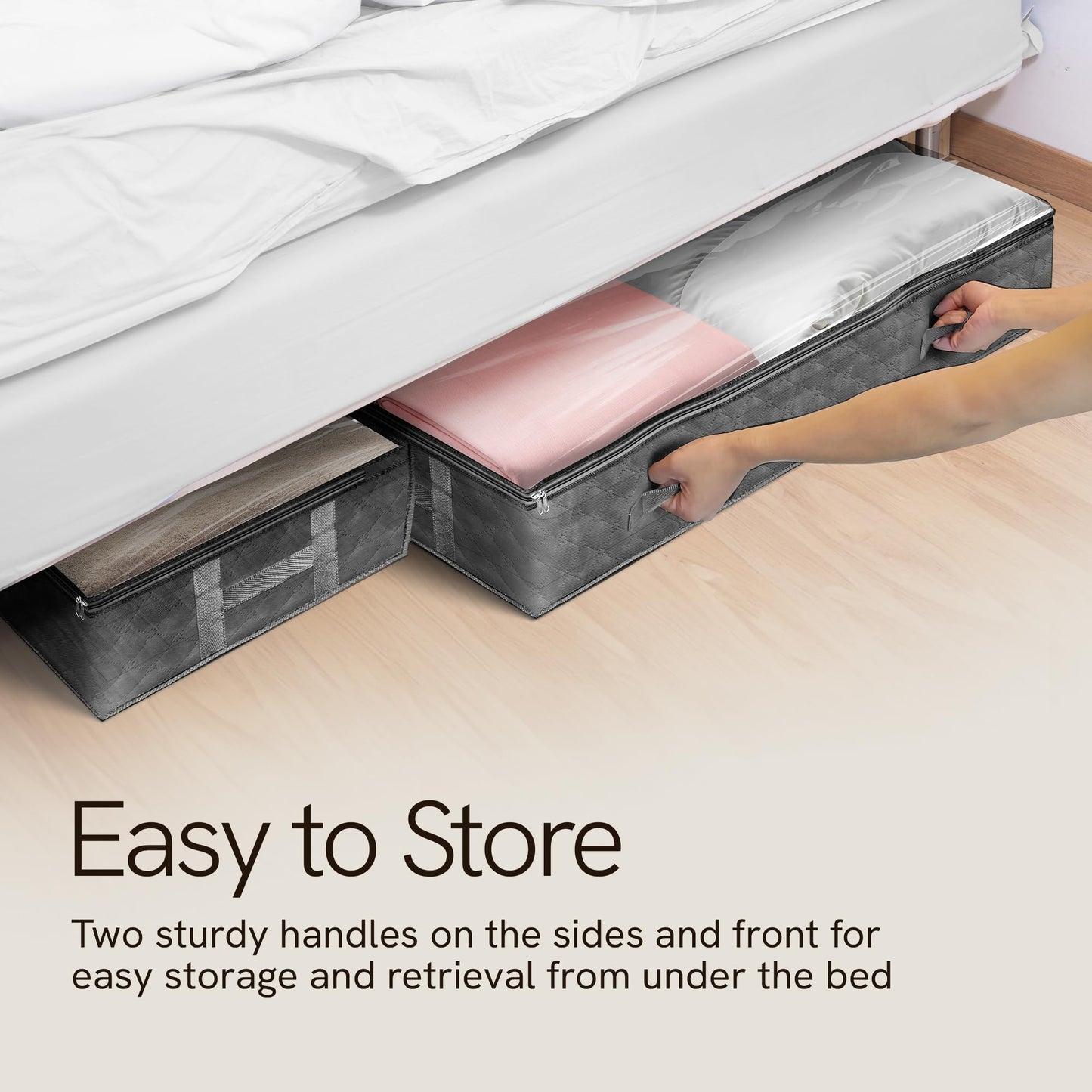Reli. 90L Under Bed Storage Containers (8 Pack) | Closet Organizer with Clear Window | Underbed Storage Bins for Towels, Sweaters, Linens | Large Organizer for Closet (Gray)