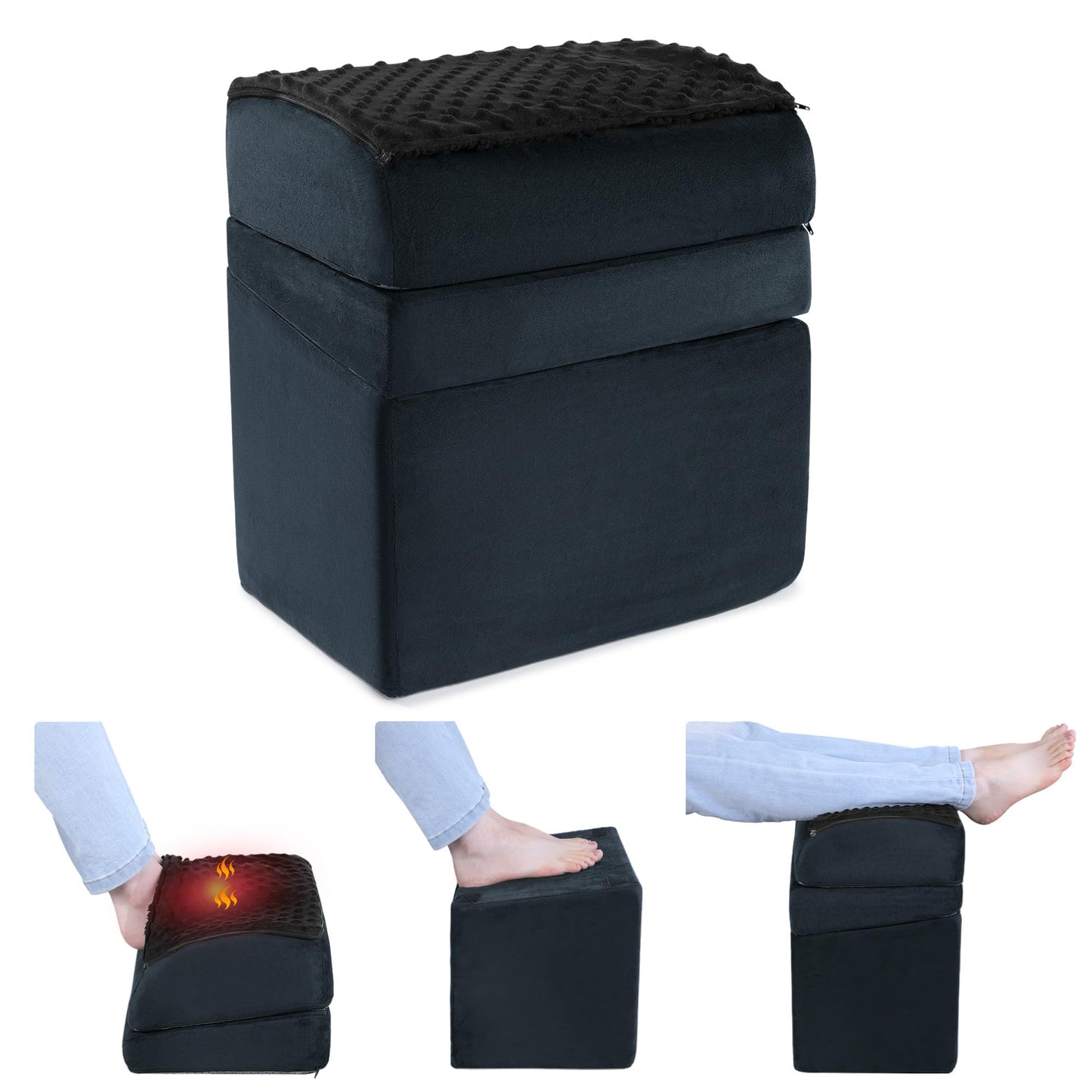 ROYALAY Adjustable Foot Rest for Under Desk at Work with Feet Warm Pocket, Ergonomic Foot Stools for Under Office Desk, Leg Rest for Desk with Machine Washable Cover
