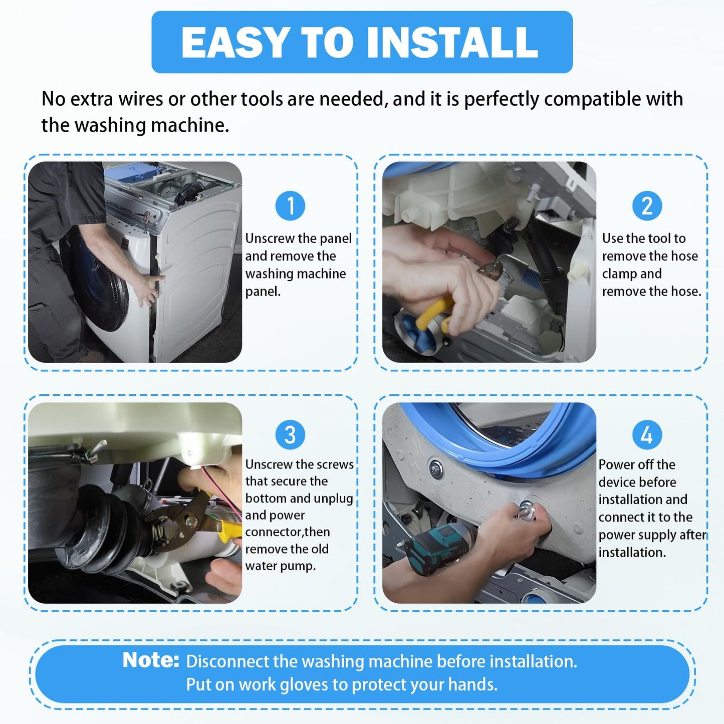 Upgraded WH11X29539 Washer Drain Pump & Filter Assembly Compatible with GE Front Load Washer, Replaces WH11X39237 AP6986715 PS16217203 EAP16217203 4962370 B25-3A04 PD00065822