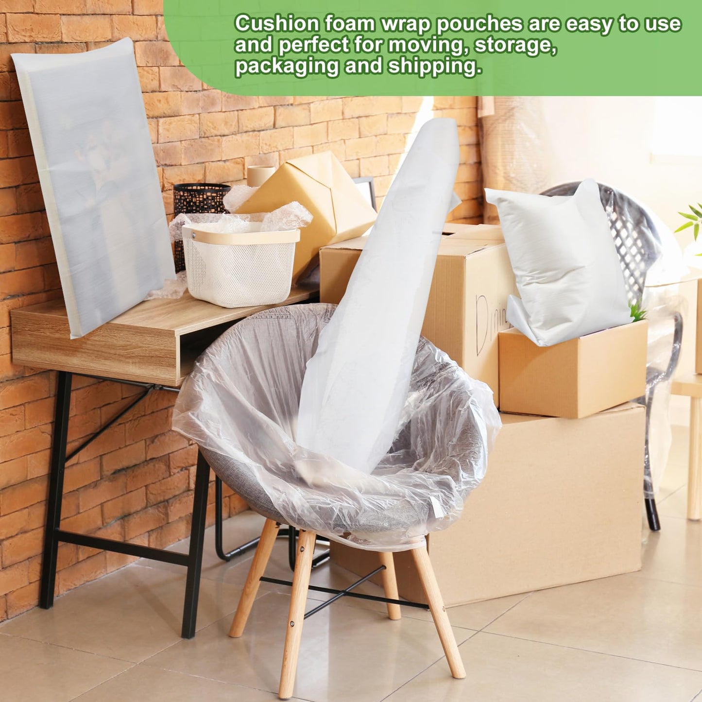 Dunzoom 20 Pcs 26 x 38 Inch Extra Large Foam Pouches, Cushion Foam Pouches for Moving, Moving Supplies Packing Wrap Bag for Large Dishes, Book, Photo Frame, Canvas Artwork and Fragile Items
