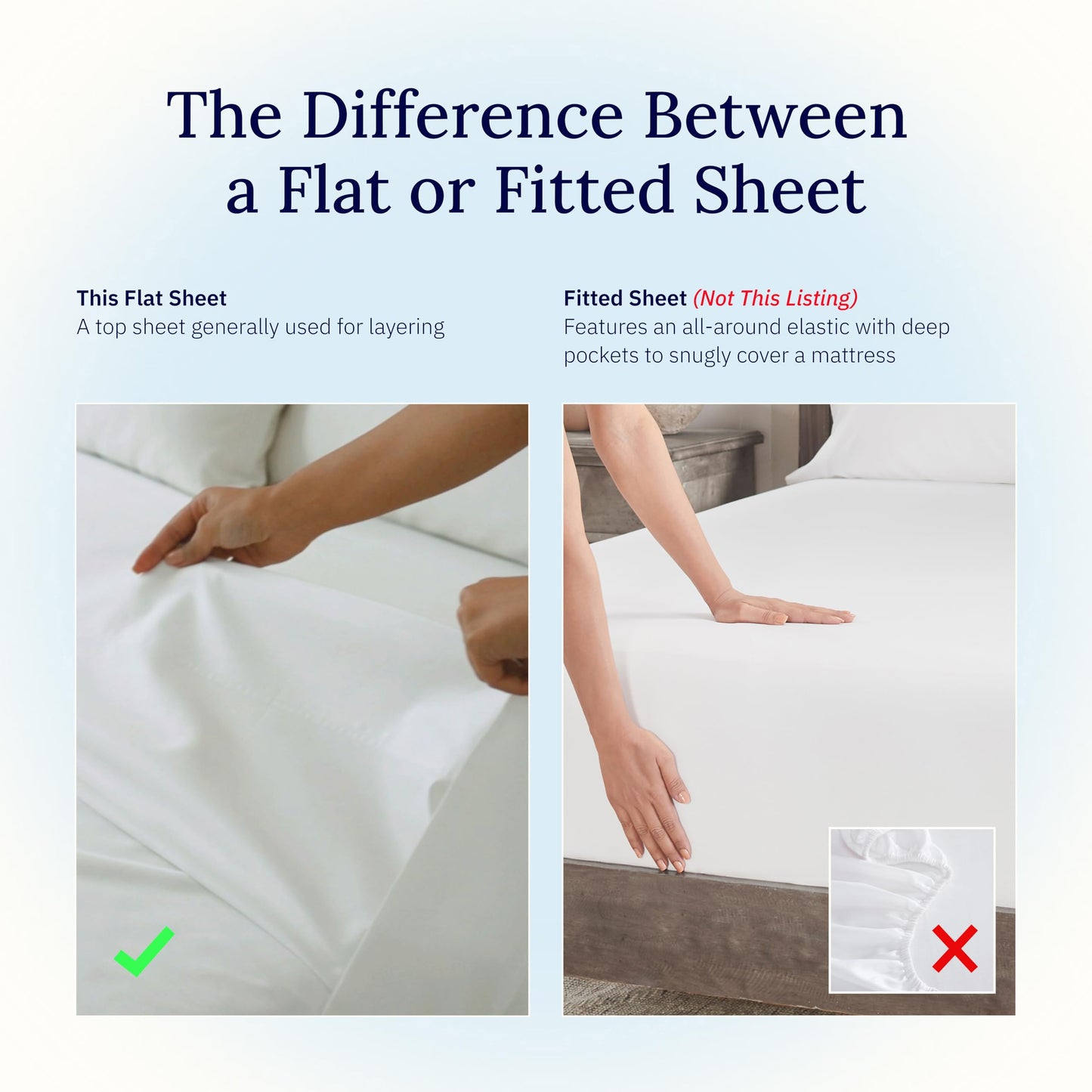 California Design Den Twin Flat Sheets Only Pack of 2-400 Thread Count, 100% Cotton Sateen, Soft and Breathable Top Sheet Only Pack, Elegant 4" Hem Style - White