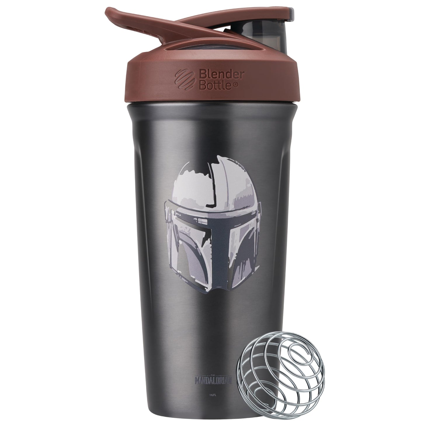 BlenderBottle Star Wars Sport Insulated Stainless Steel Shaker Bottle with Wire Whisk, 24-Ounce, Mandalorian Helmet, Protein Shakes & Hydration for Athletes & Fitness Enthusiasts, Lockable Lid