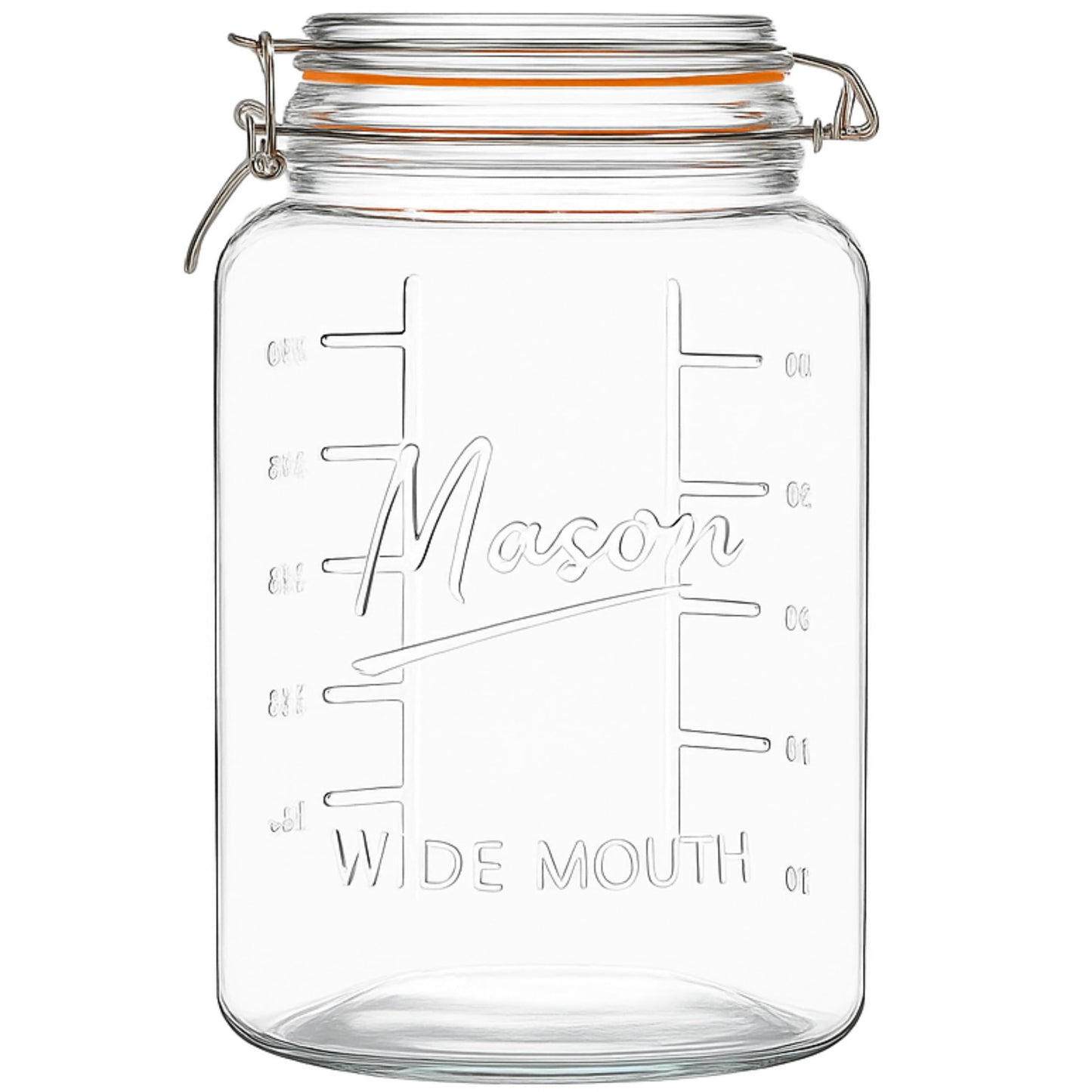 kitchentoolz 1 Gallon Glass Mason Storage Jars with Airtight Lids & Measurment Marks, Super Wide Mouth Canning Jars with Large Capacity for Pickles & Overnight Oats - 1 Pack