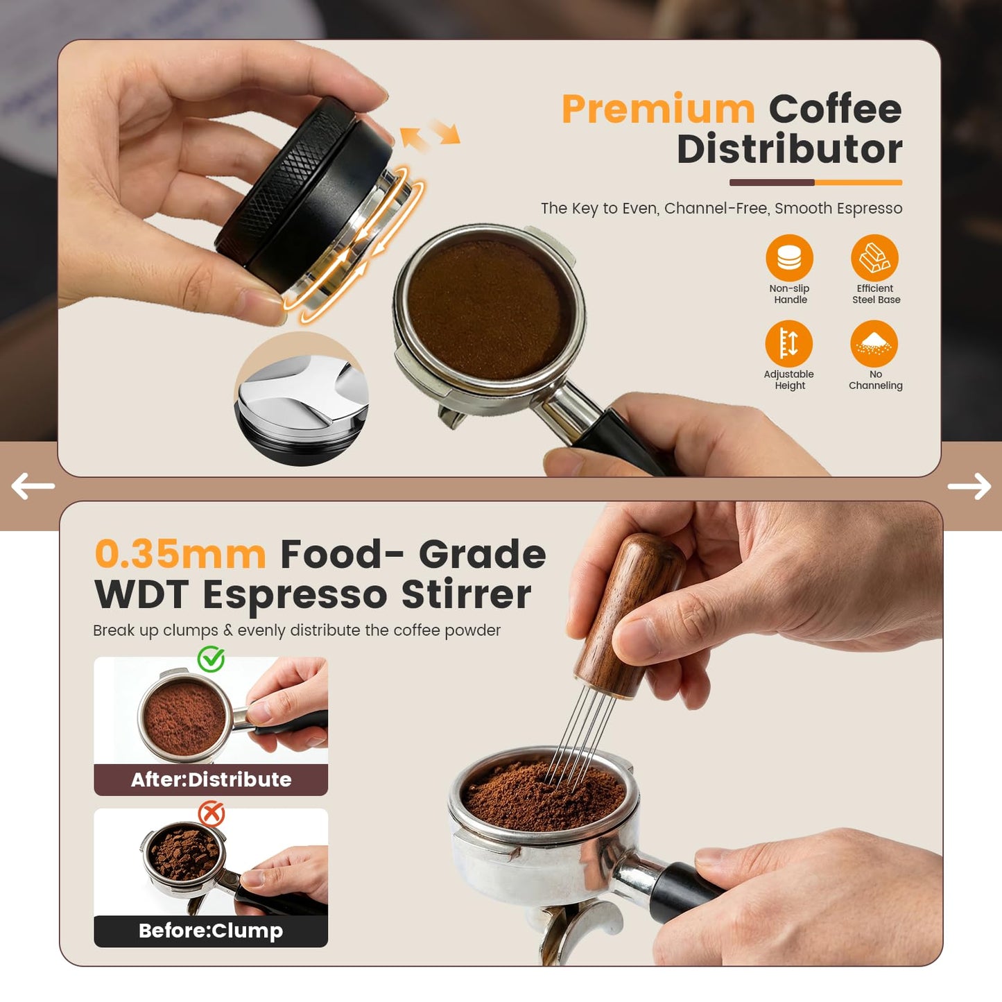 28-Piece 51mm Espresso Accessories Kit, Espresso Machine Tools with Wood Tamping Station, Tamper, Distributor, WDT Tool, Dosing Funnel, Milk Frothing Pitcher & Latte Art Set