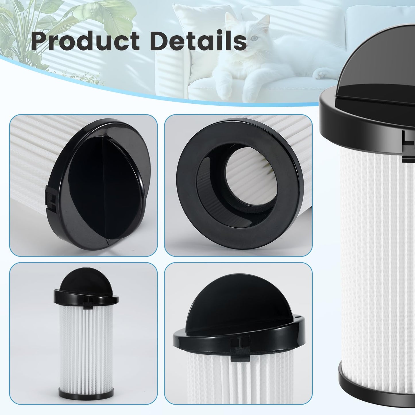 HEPA Pre-Motor Filter Compatible with EyeVac Home, Pro, Pet, Air, Plus and NeoVac Elite Touchless Stationary Vacuum For Eye-Vac Filter Replacement Part # EV-PMF, 4 Pack