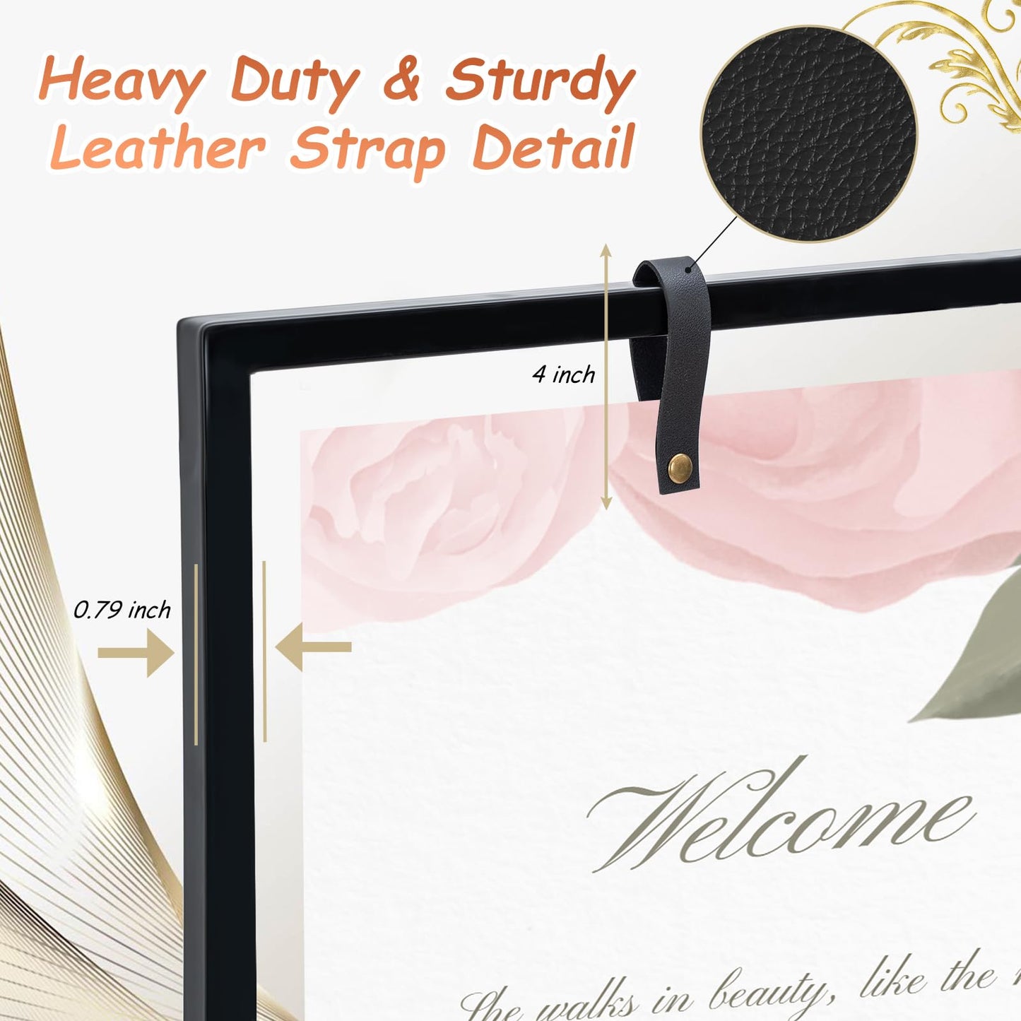 WEIDLUDOR Elegant Wedding Sign Stand & Holder，Black Heavy Duty Metal Wedding Welcome Sign Stand for Reception，Welcome to Our Wedding Hanging Sign Stand - Perfect for Seating Chart, Posters, and Decor