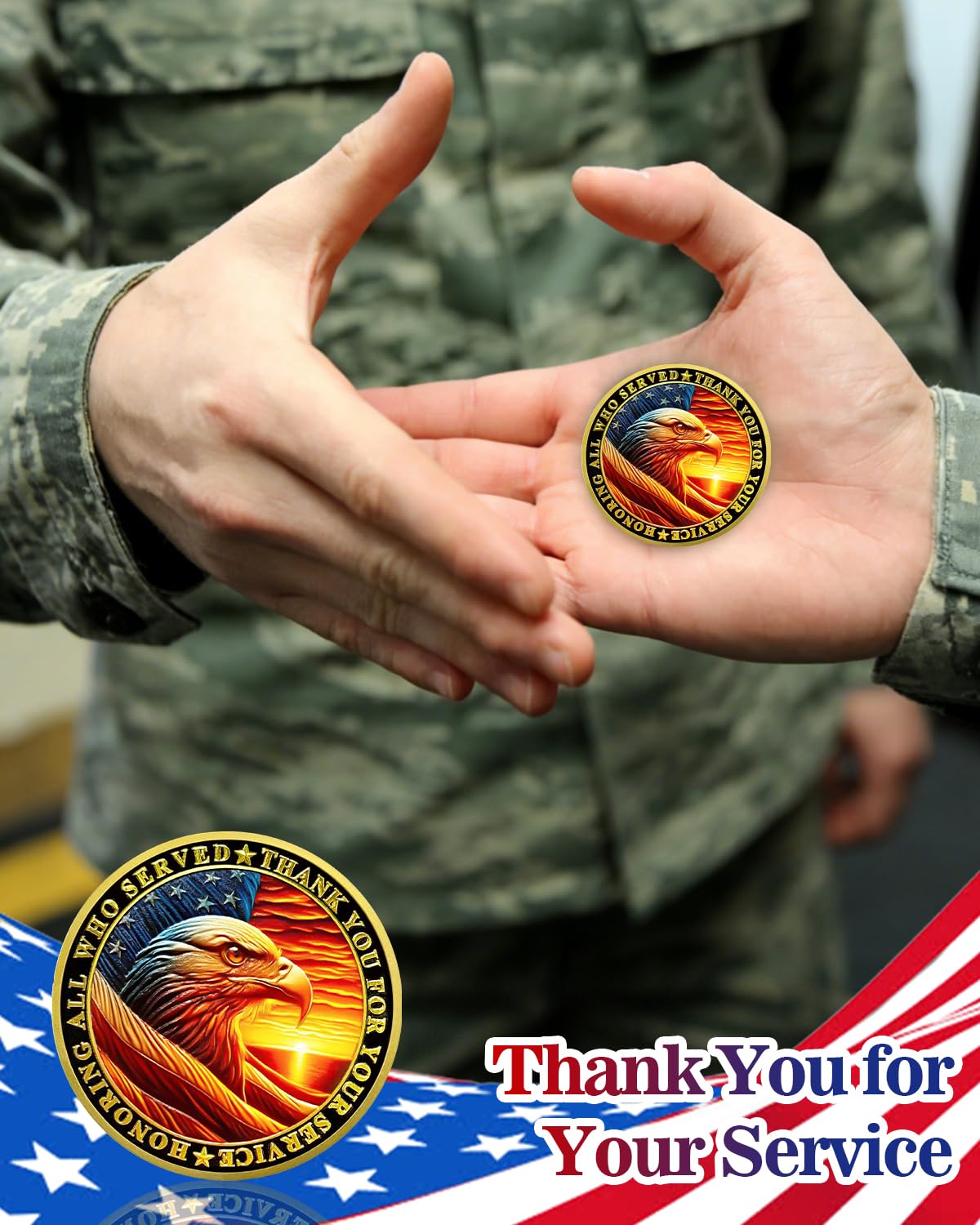 Value Valor Vow 24Pcs Military Challenge Coins Set - Veterans Coin Honoring All Who Served Thank You for Your Service Medallion Military Appreciation Gifts for Men Women Veterans Day Gift