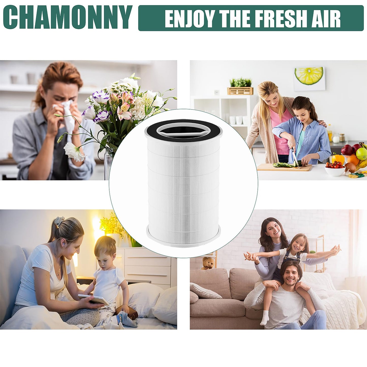CHAMONNY P200S/G200S Filter Replcement, Compatible with G200S/G200 and P200S/P200 Pro Air Purifier, 2 Pack