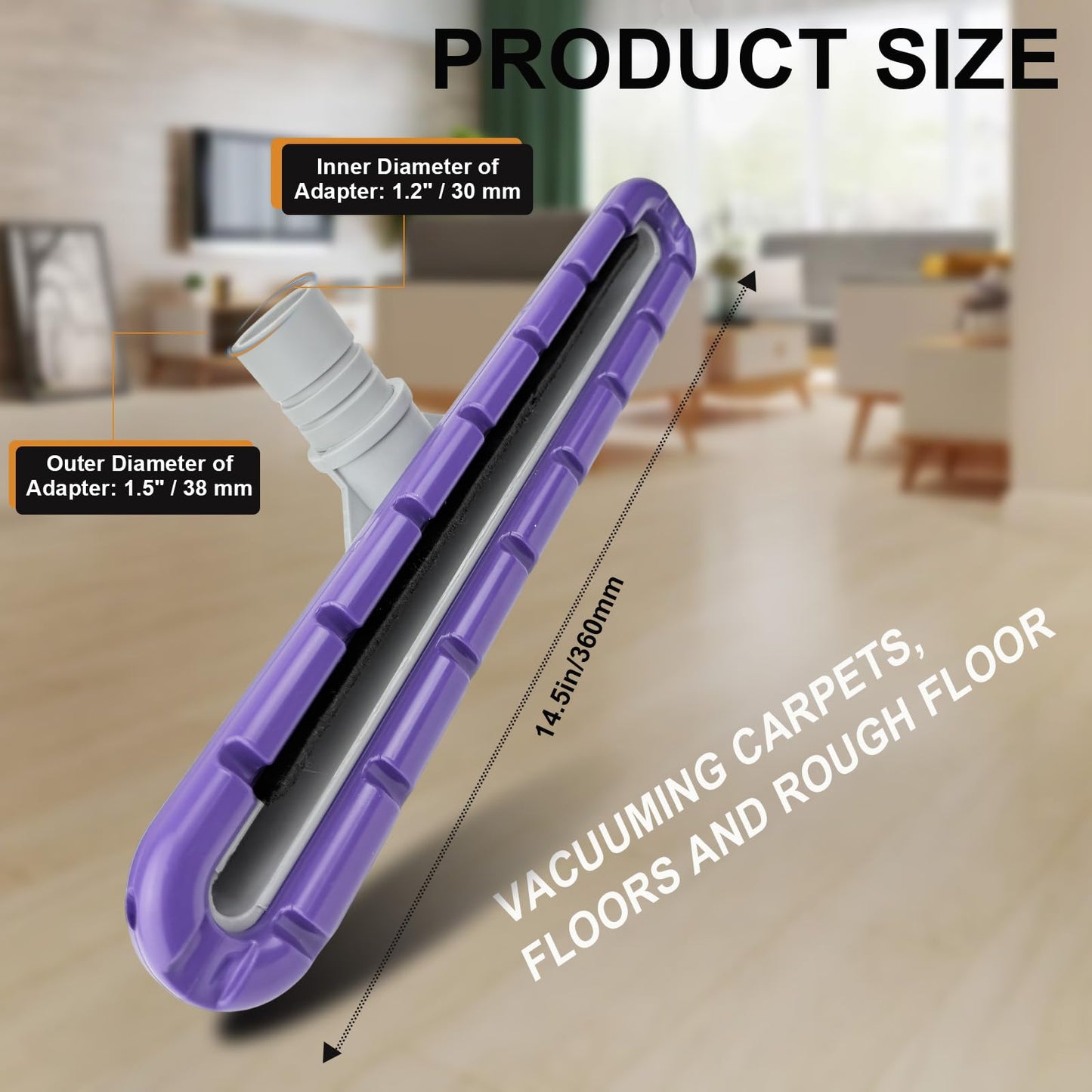 Vacuum floor brush Compatible with ProTeam Vacuums and Hoover C2401,Includes 14" Horsehair Floor Brush,14" Carpet Brush,3" Round Dusting Brush, 1.5" Connection, Fits ProTeam Backpack Vacuum Parts