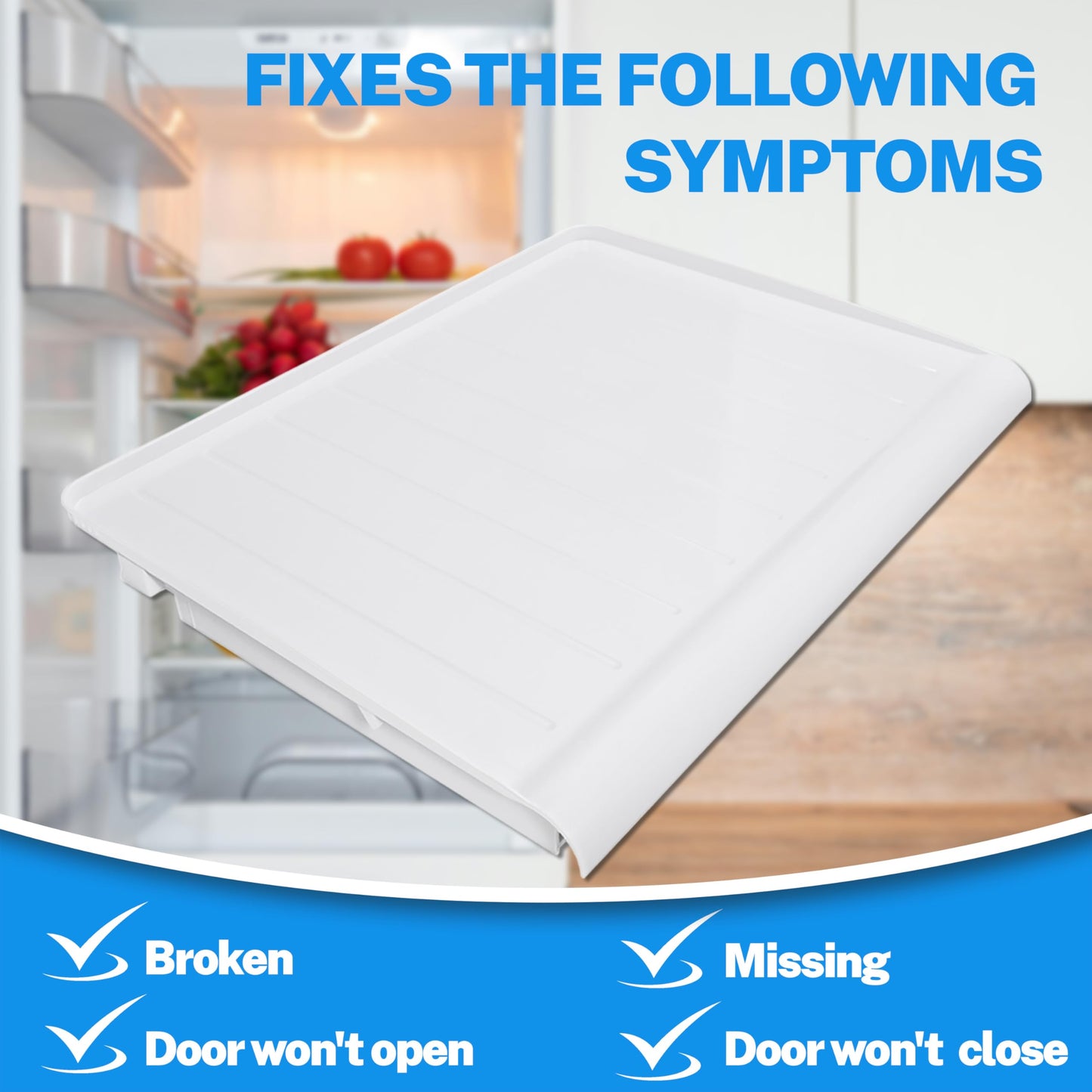 KUAFU WR32X10398 Crisper Pan Cover Compatible with GE Hotpoint RCA Refrigerators that are 14cf 15cf 17cf WR32X1094 PS890565 AP3426095 Vegetable Crisper Drawer Cover Replacement Only White