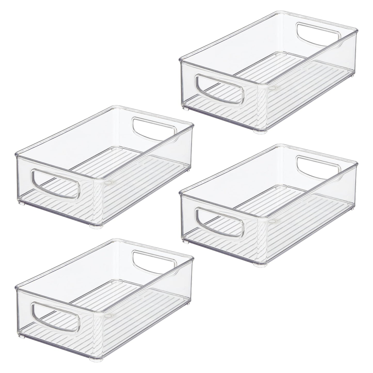 iDesign Stackable Pantry Bin with Handles for Kitchen Storage, Set of 4, Clear, Made in USA