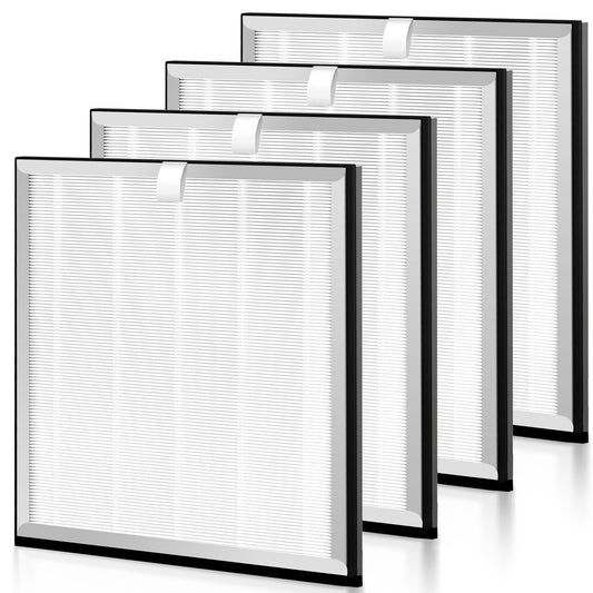 4 Pack APH4000 Replacement Filter Compatible with KNKA APH4000 Air Filter 3 in 1 High-Efficiency Filter with Activated Carbon and Pre-Filter for Pet Dander for Home Large Room