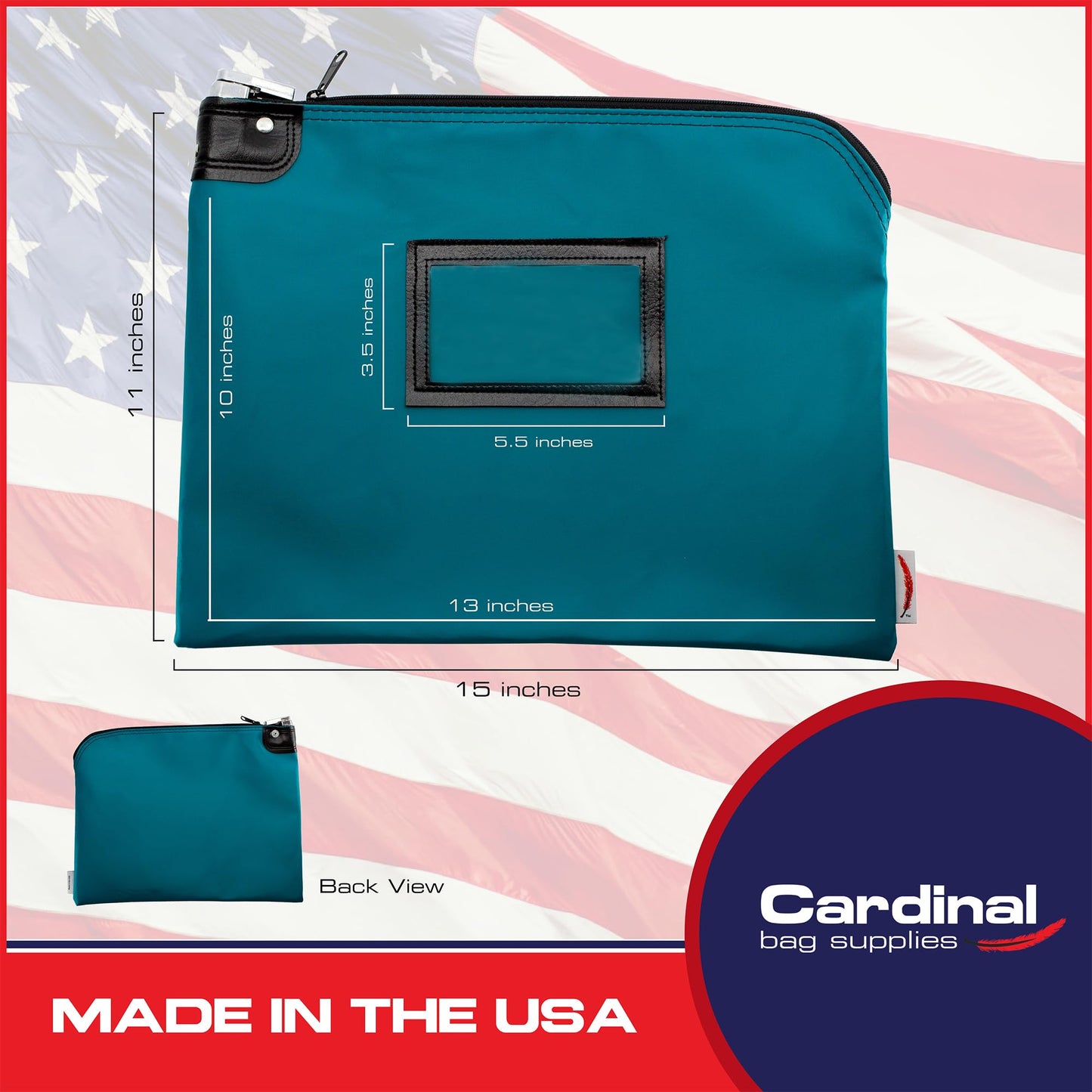 Cardinal Bag Supplies Locking Document Security Pouch – 11" x 15" Confidential File Storage Bag with Keyed Lock for Legal, Financial, and Business Records – HIPAA Compliant (Teal)