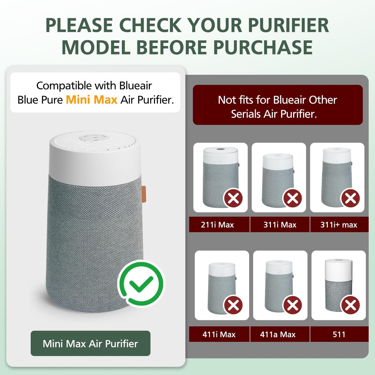 4 Pack Mini Max Replacement Filter Compatible with Blueair Blue Pure Mini Max Air Purifiers, Blue Pure FMINI Filter HEPA & Activated Carbon Air Filt-er Fits for Blue Pure Mini Max