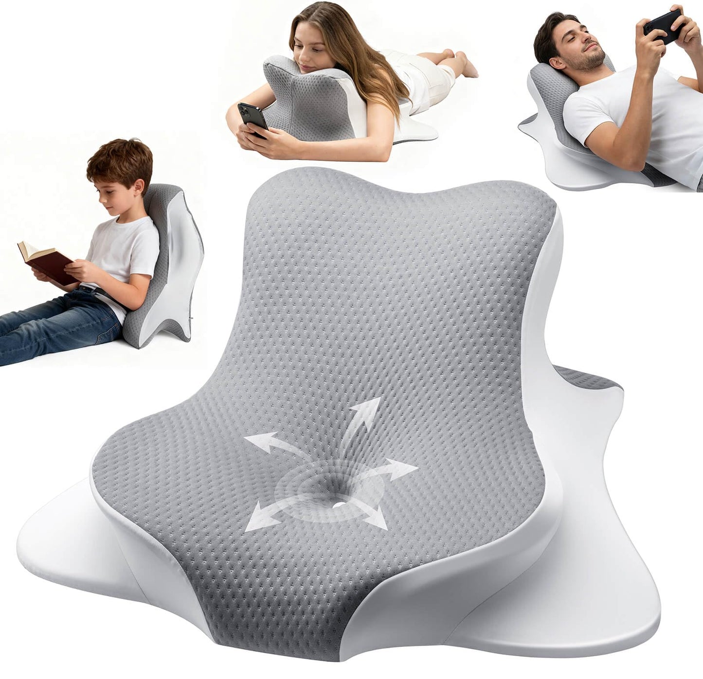 FamiCare Ergonomic Memory Foam Reading Pillow - Wedge Back & Neck Support for Bed, Sofa & Floor - Relieves Acid Reflux, Back Pain & Arm Fatigue for Readers, Student, Gamers & Couples (Large)