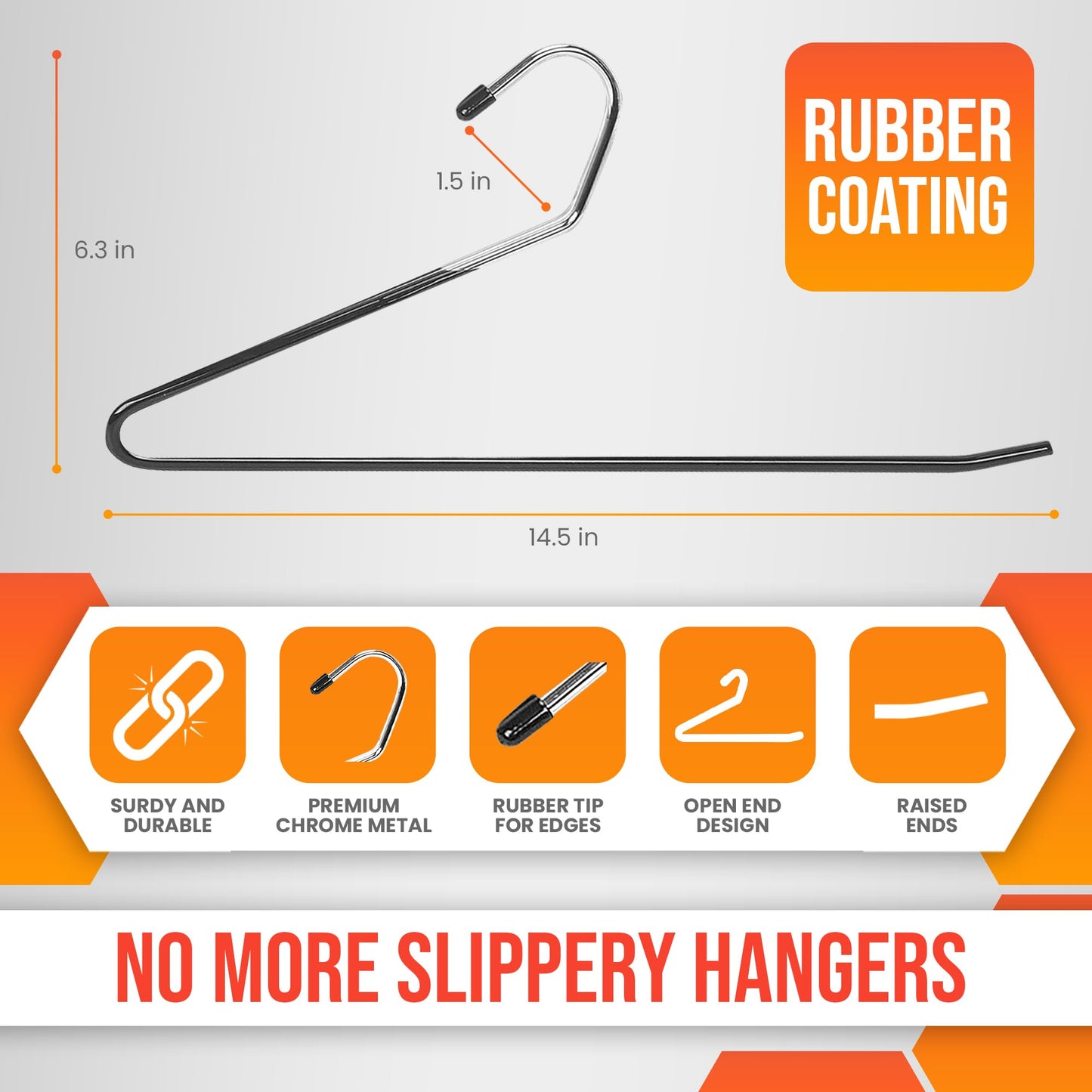 Pants Hangers Non Slip Open Ended – Metal Trouser Hangers, Heavy Duty Stainless Steel Pant Hangers for Men and Women, Space Saving, 20 Pack Jeans Hangers