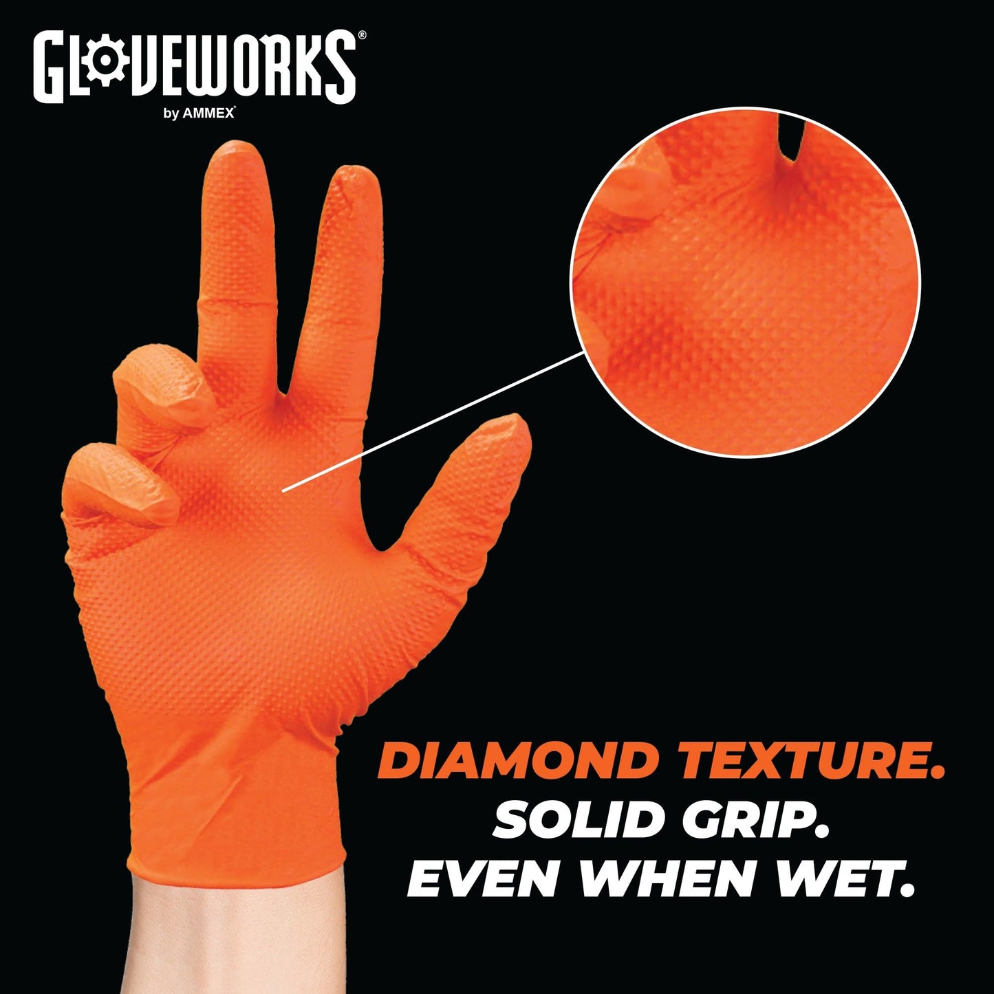 GLOVEWORKS 8 Mil Orange Nitrile Disposable Gloves Heavy Duty Industrial RDT for Mechanic and Automotive, Large 2 Boxes of 100