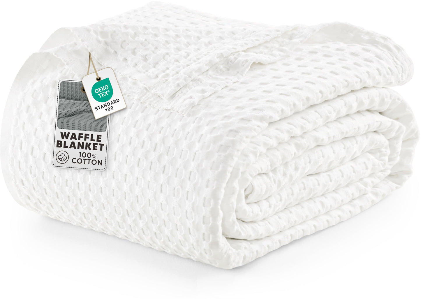 Utopia Bedding 100% Cotton Waffle Weave Blanket Twin Size for Couch Sofa Bed - Lightweight, Breathable Summer Blankets Soft and Cozy, Gifts for Women Home Room Decor (White, 90x72 Inch)