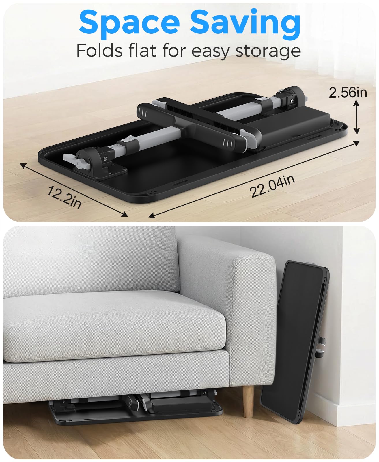 HETTHI Laptop Bed Tray Table, Adjustable Sturdy Laptop Stand for Bed with Premium Materials, Folding Portable Lap Desk with Drawer for Writing Working Reading Eating Couch Floor (Black, 22.04"×12.2")