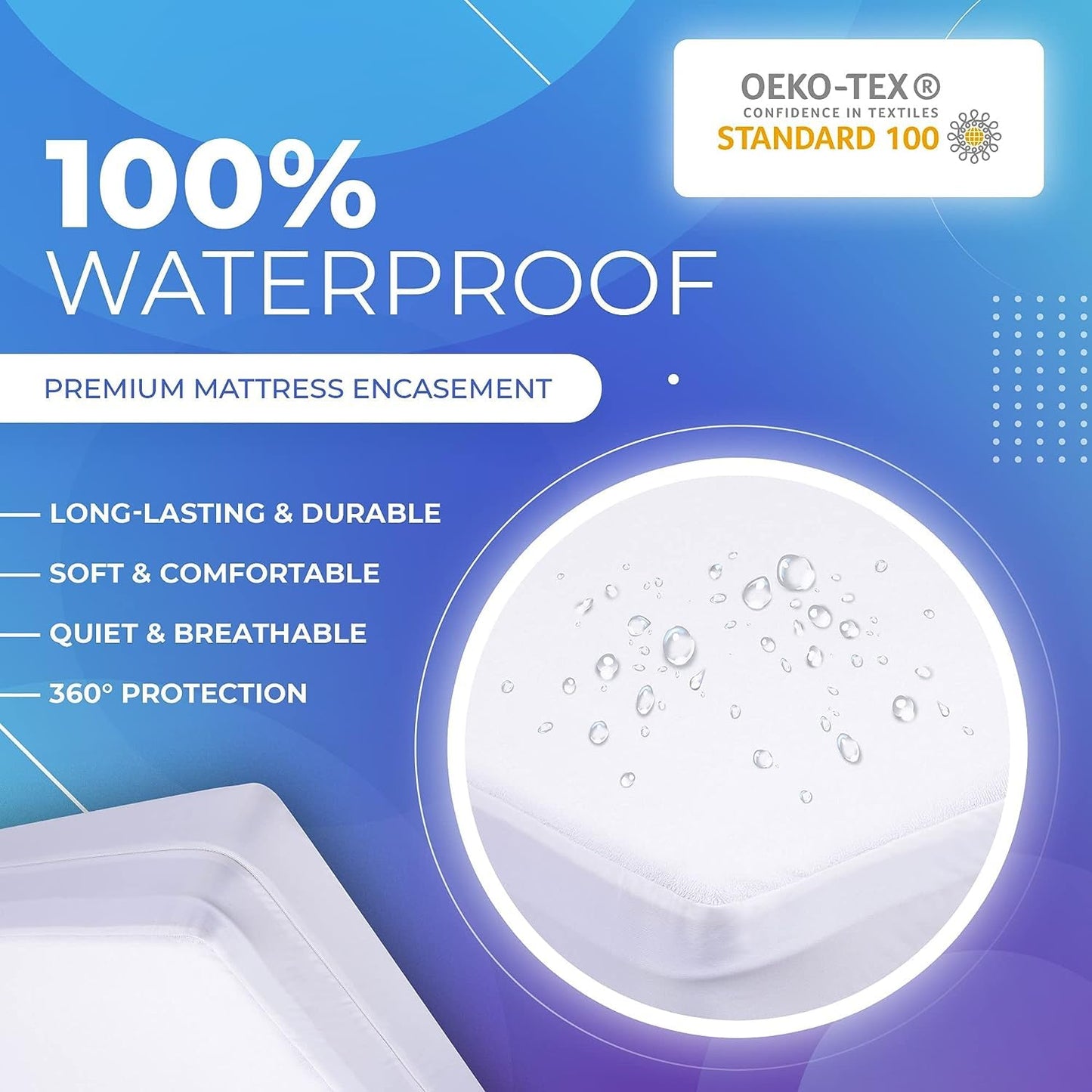 Twin-XL 39X80 Size Mattress Encasement - Zippered Waterproof, Bedbug Proof, College Dorm Size, 6-Sided Protection - Hypoallergenic Cotton Terry Fabric 12-15" Depth