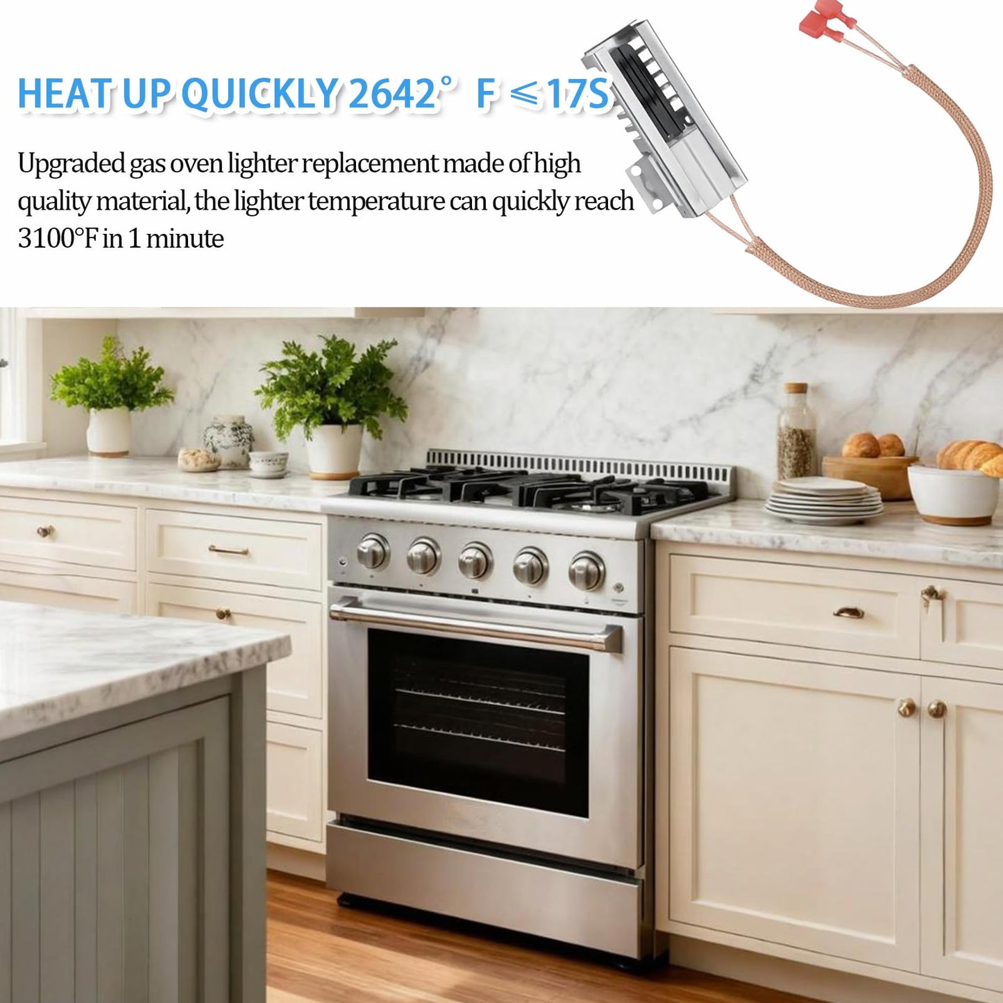 2026 New Upgraded NR038KX Gas Range Oven Ignitor Fits for Thor, HRG3026 HRG3080U HRG3031U HRG3618U HRG3609U HRG4804U HRG4808U LRG3001U – Replaces DVTH-5310 DVTH-5316 DVTH-5319
