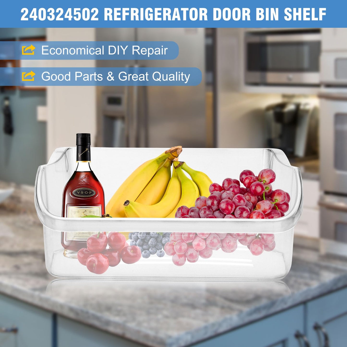 【NEW UPGRADED】 2 Pack 240324502 Refrigerator Door Shelf Bins (Right) for Frigidaire,Kenmore,Crosley Refrigerator Replacement Parts Replaces 240324510,AP2549806,EA429767,PS429767,LFSS2312TF0 Fridge Bin