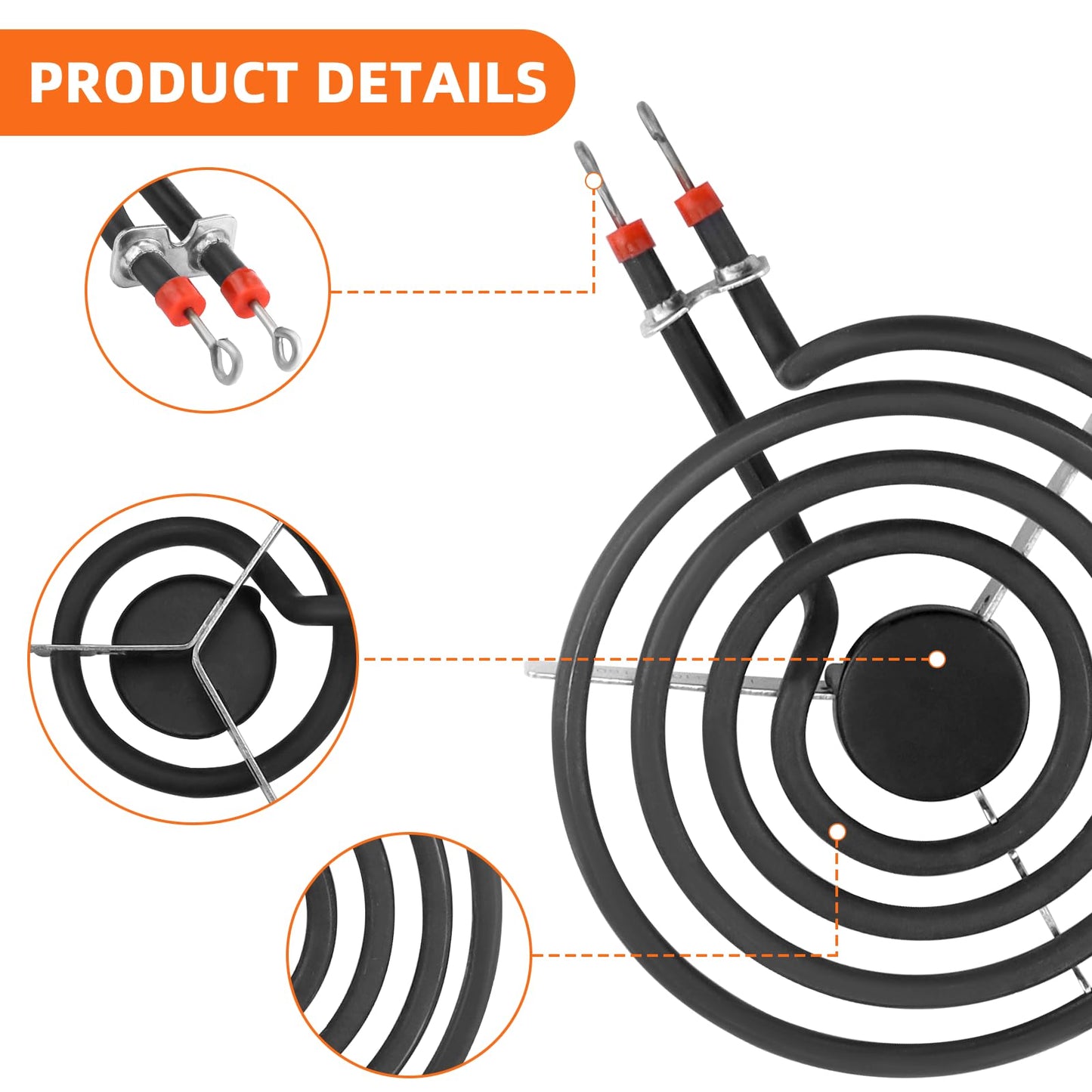 Stove Burner Drip Pans W10288051 Stove Burner Covers&MP22YA Electric Range Burner Element Set Compatible for Whirl-pool Electric Range Stove-by MIFLUS,2*W10290350(8")2*W10290353(6")