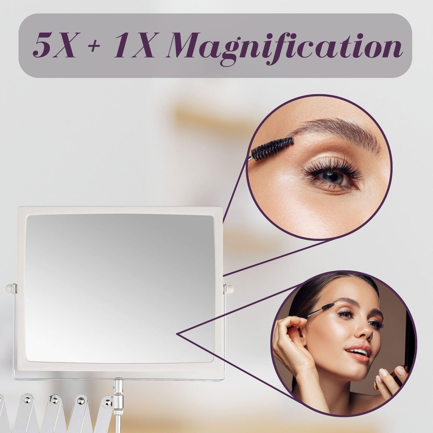 JERDON Two-Sided Swivel Wall Mount Mirror - Vanity Mirror with 5X Magnification & 30 inch Wall Extension - Model J2020C
