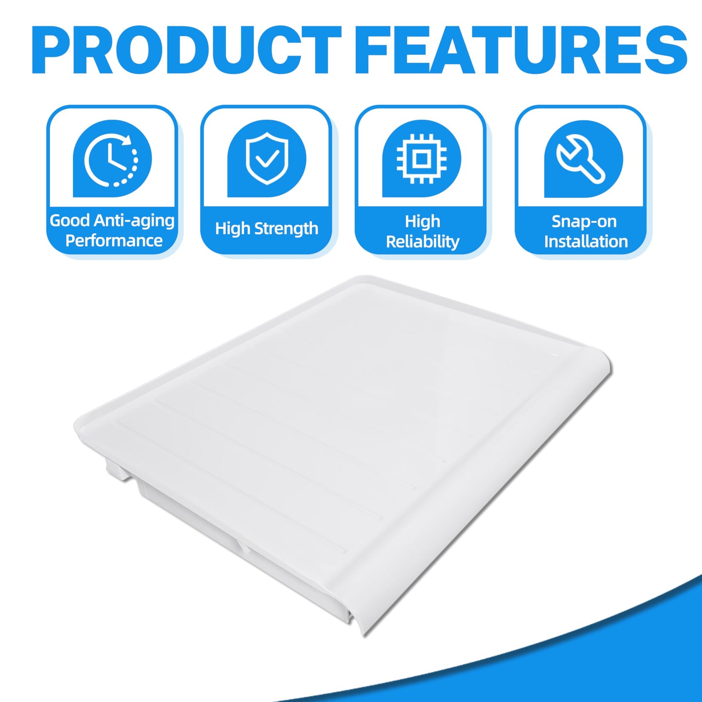 KUAFU WR32X10398 Crisper Pan Cover Compatible with GE Hotpoint RCA Refrigerators that are 14cf 15cf 17cf WR32X1094 PS890565 AP3426095 Vegetable Crisper Drawer Cover Replacement Only White
