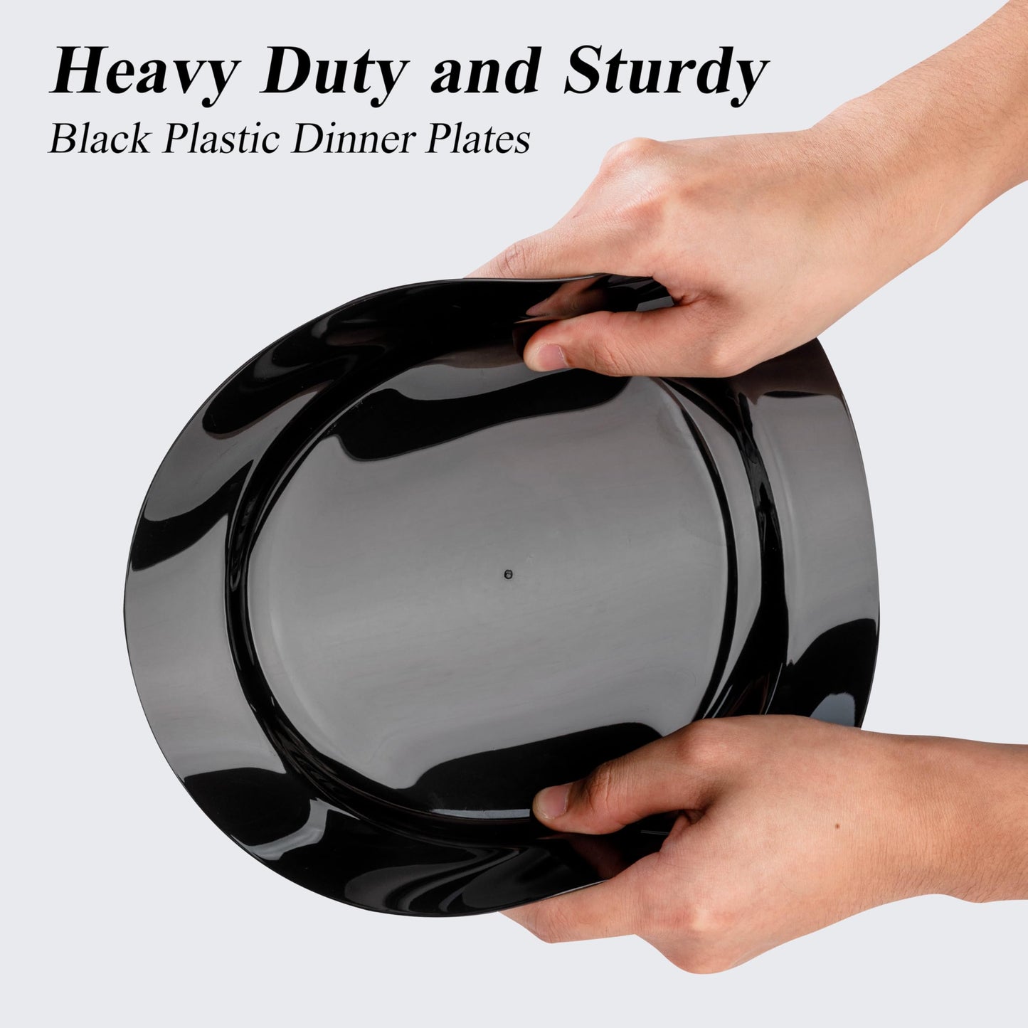 Bestluck 100PCS Black Plastic Dinner Plates 10inch, Premium Hard Disposable Plates for Party, Wedding