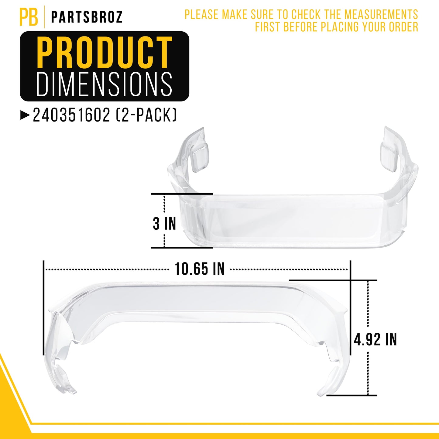 PartsBroz Door Bin 240351602 (2-Pack) for Frigidaire Freezer Shelf Replacement, Kenmore LGHX2636TF0 FGSS2635TF1 FGSS2635TF6 FGSS2635TD9 FGSS2635TF0 FGSS2635TFB GLRS264ZAQ4 LGHX2636TF7 LGHX2636TFB