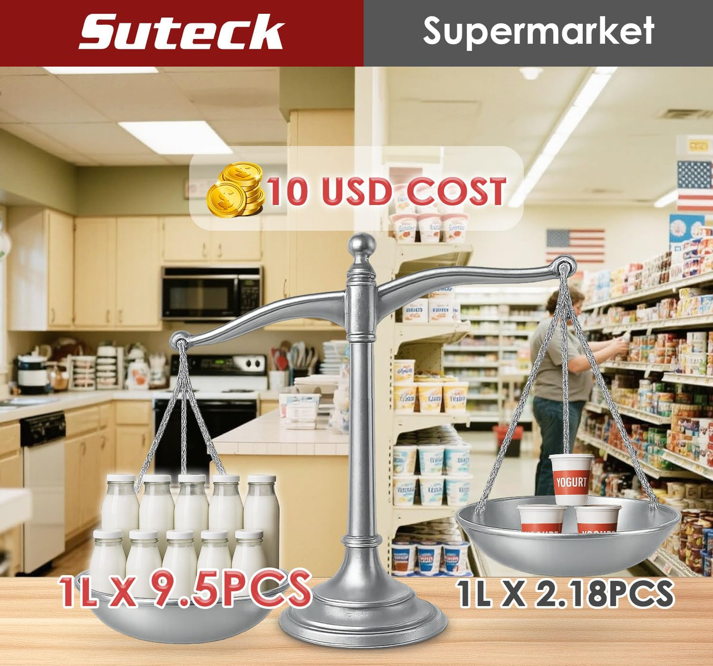 Suteck Yogurt Maker with Glass Jar- Stainless Steel Yogurt Machine with Adjustable Time & Temp Control, Homemade Greek, Probiotic Yogurt, BPA-Free 2 Yogurt Bowls (2 Quart)