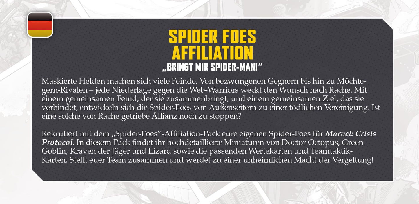 Marvel: Crisis Protocol Spider-Foes AFFILIATION PACK - Unleash Sinister Villains on the Tabletop! Superhero Strategy Game, Ages 14+, 2 Players, 90 Minute Playtime, Made by Atomic Mass Games
