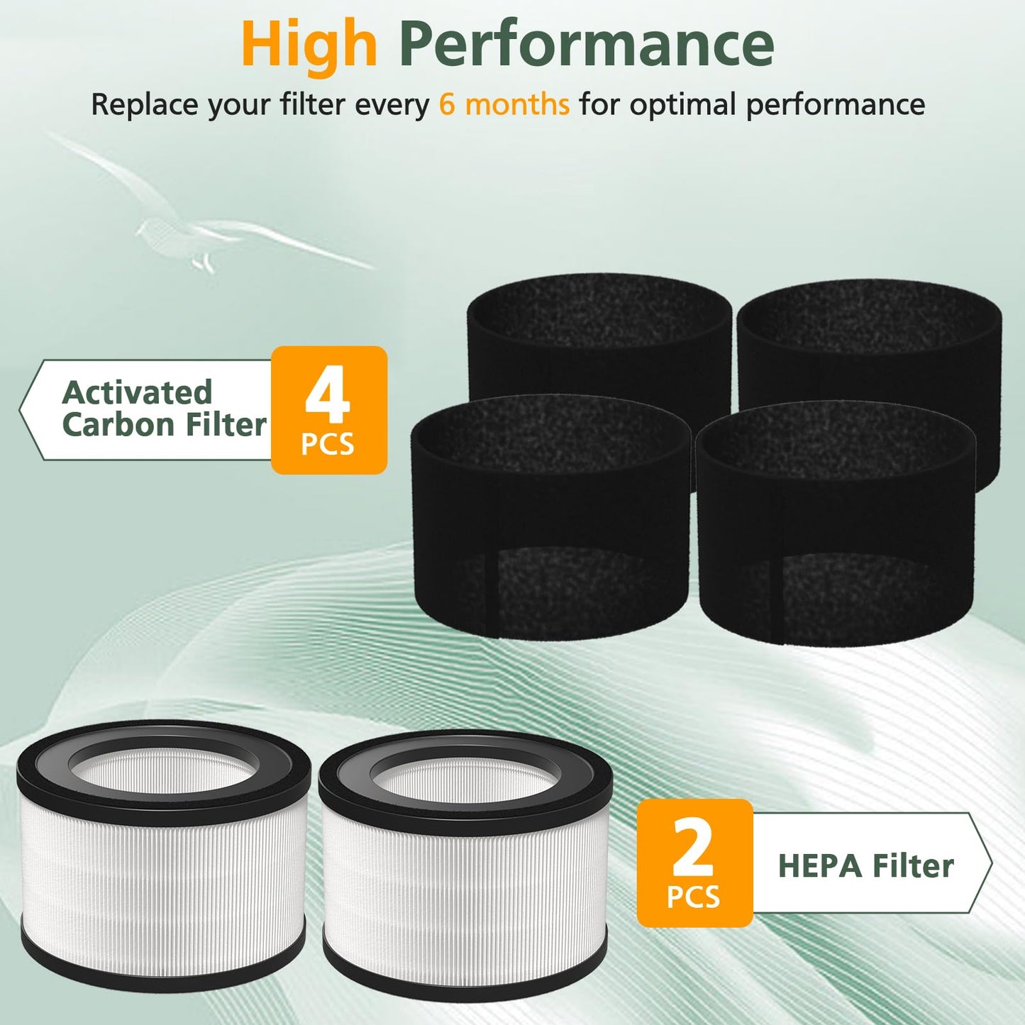 2 Pack HEPA Replacement Filter Compatible with Crane EE-5068 Air Purifier, Part Number HS-1946