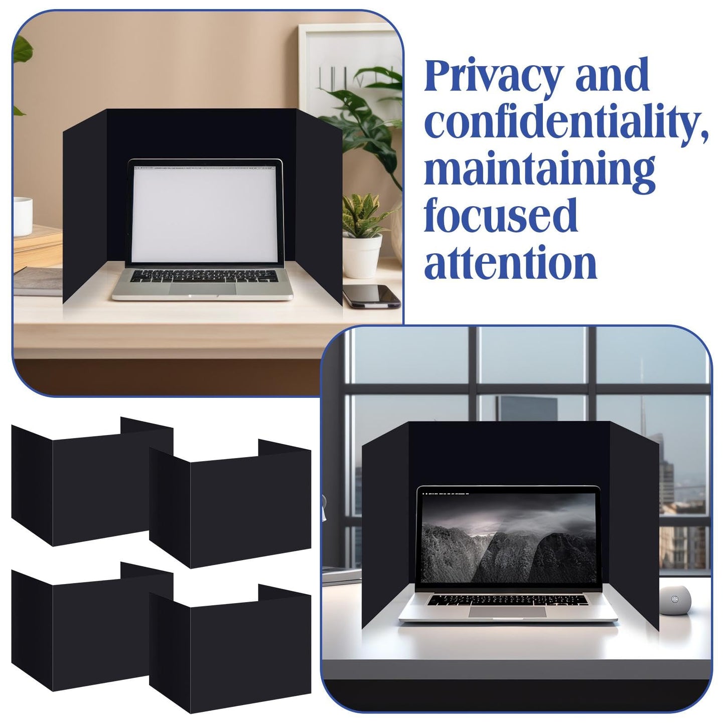 Crtiin 24 Pcs Privacy Folders for Students Desk Dividers Standard School Privacy Cardboard Board Testing Dividers Shield for Classroom Teacher Supplies Keep Eyes from roving(Stylish,Black)