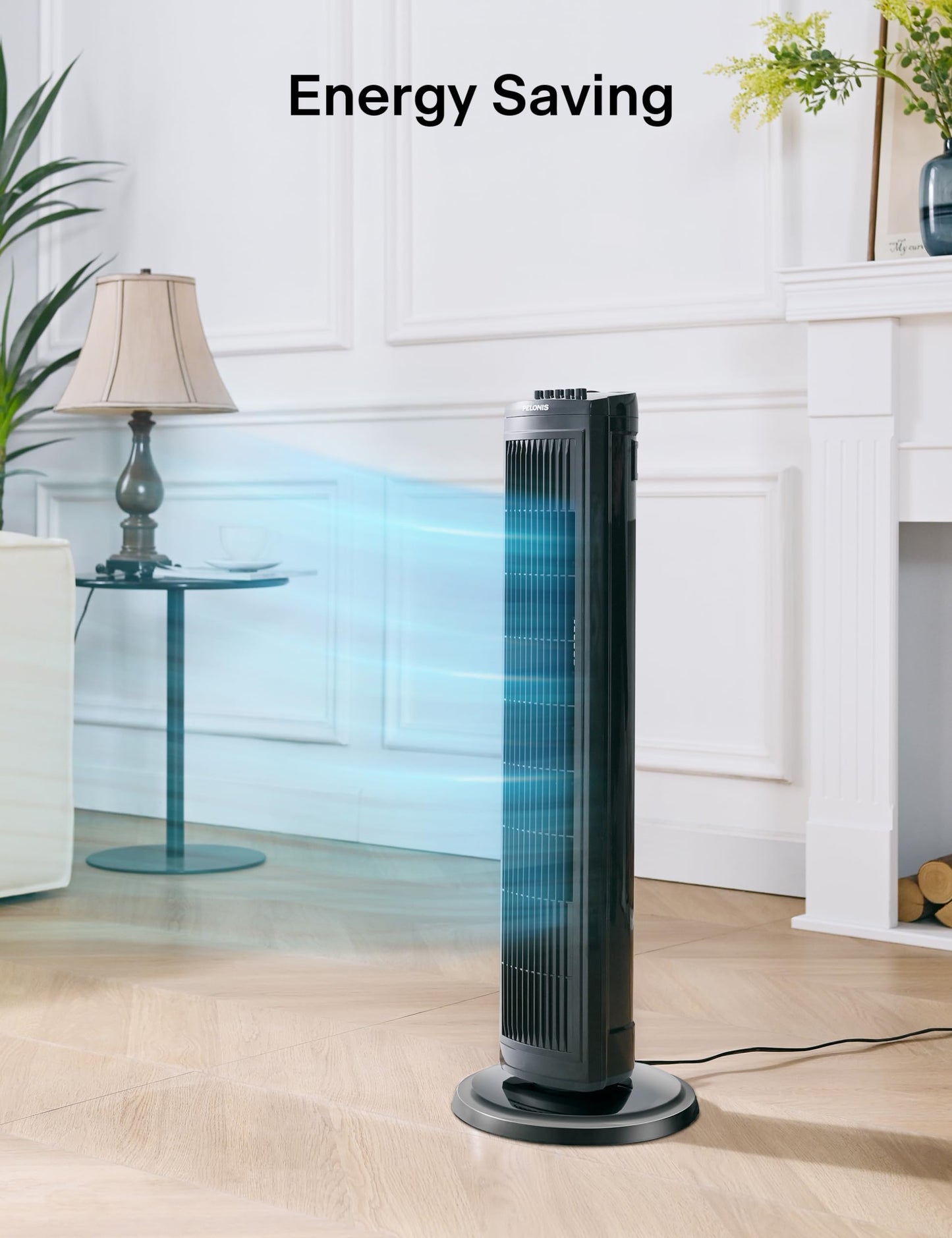PELONIS 30 Inch Tower Fan for Bedroom, Quiet Oscillating Standing Fan with 3 Speeds, Portable Cooling Fan for Home Office Dorm Room, Auto-off Timer, Black, PFT28A2BBB