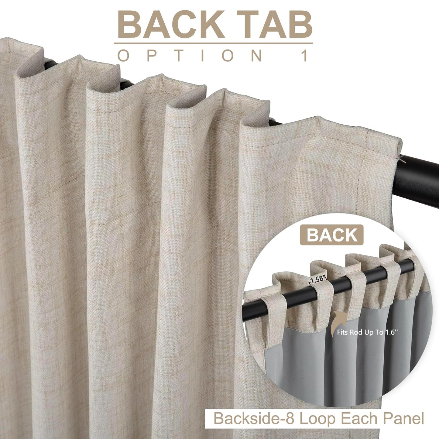 100% Blackout Shield Blackout Curtains for Bedroom 84 Inches Long, Back Tab/Rod Pocket Living Room Drapes, Thermal Insulated Blackout Curtains 2 Panels Set, 50" W x 84" L, Cream