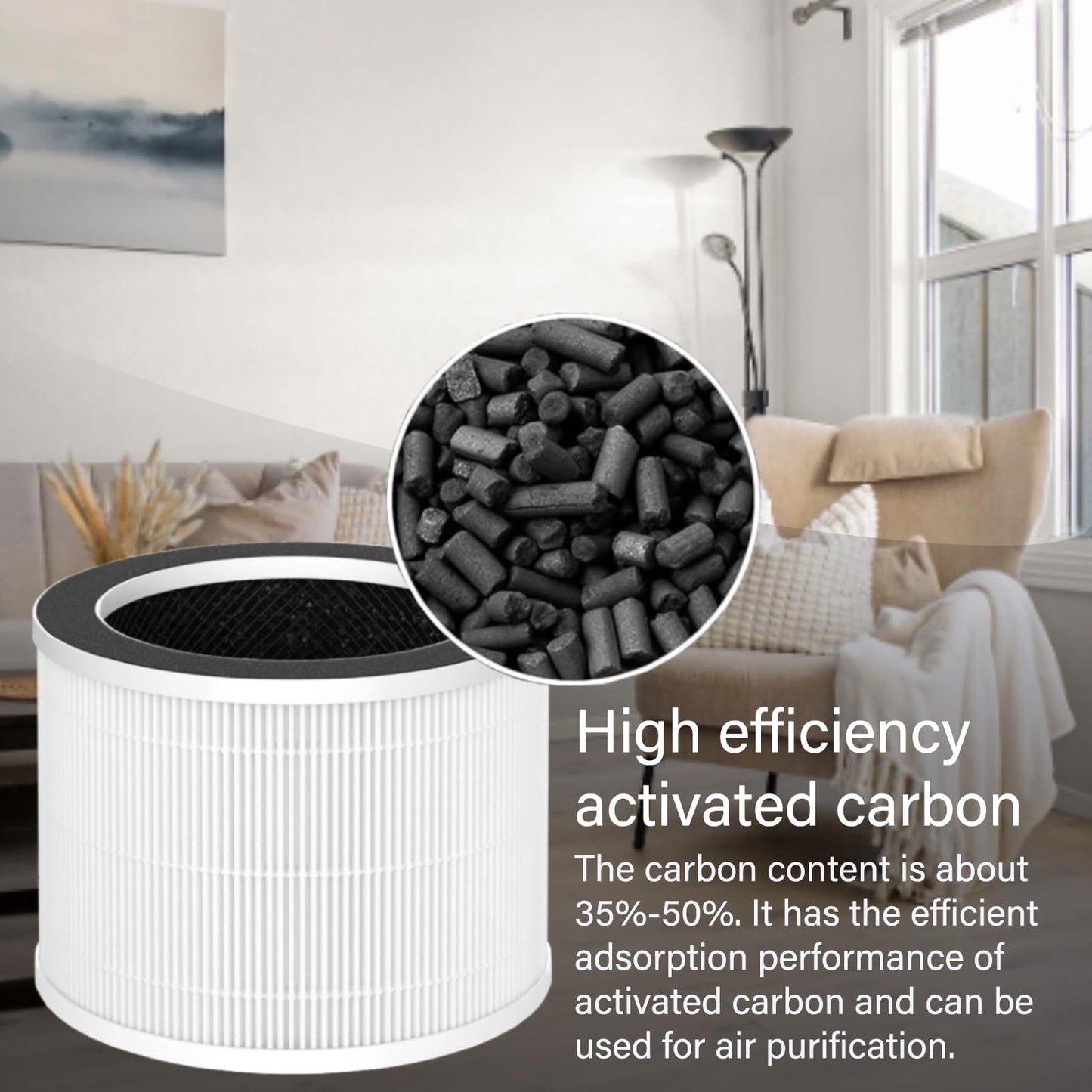 2 Pack Moon Replacement Filter for Sterra Moon Air Purifier, 3 in 1, H13 True HEPA with Activated Carbon and Pre-Filter