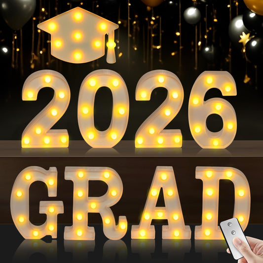 2026 Graduation Decorations, Grad Light Up Letters for 2026 Graduation Party Decorations, Grad 2026 and a Cap 2026, Kindergarten Preschool High School College Wall Table Decor Party Supplies