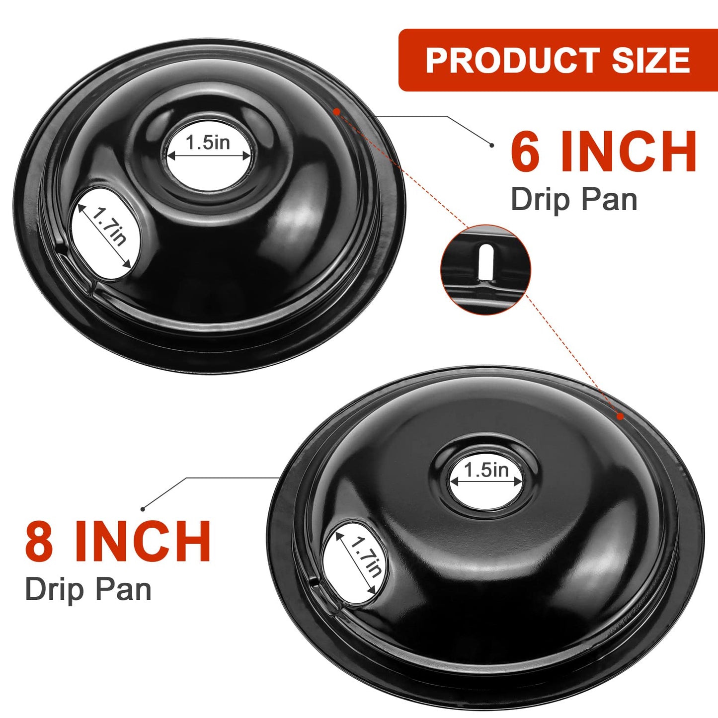 5304430149 5304430150 Porcelain Burner Drip Pan Cooktop Set & MP22YA Electric Range Burner Element Unit Set - Compatible with Frigi-daire Ken-more Tap-pan Electric Range Stove Top by AMI PARTS