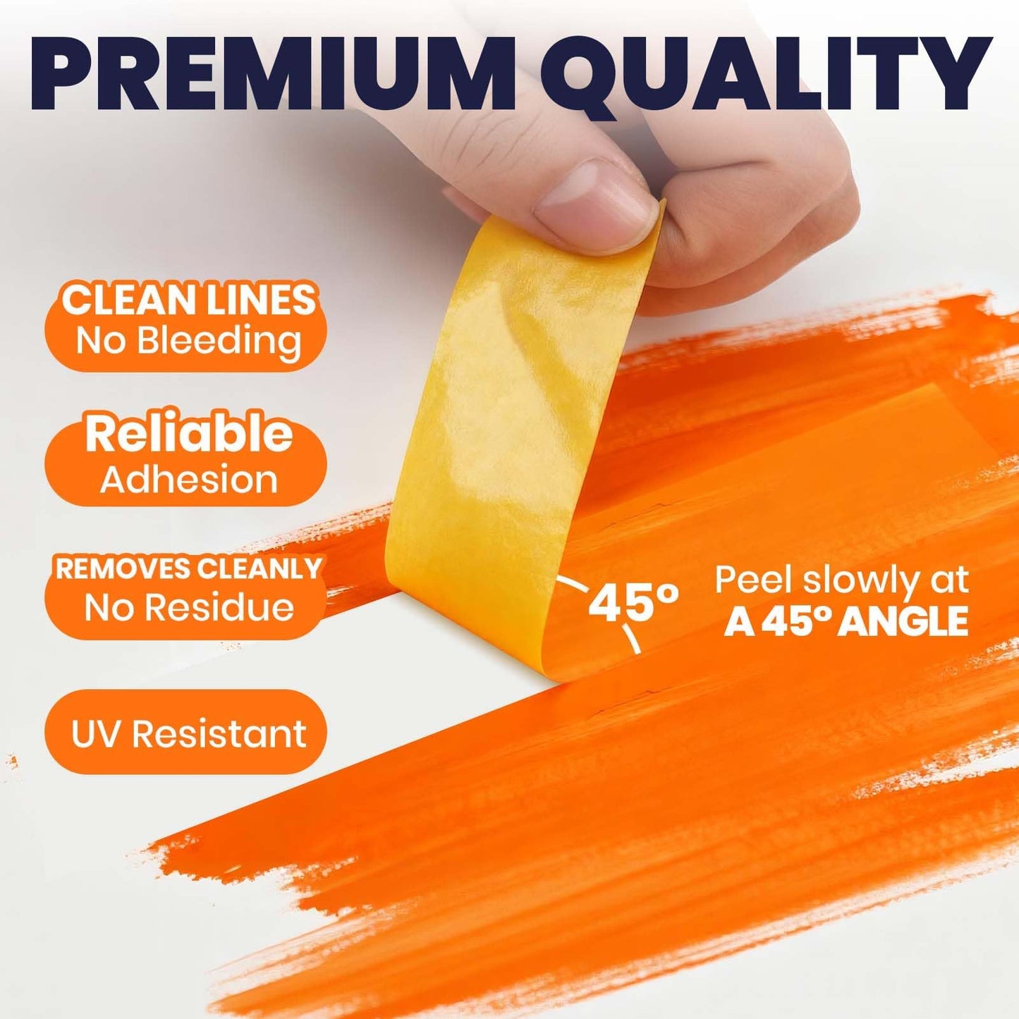 ADHES Orange Washi Masking Tape, 1.5in x 60yds x 6rolls, Paint & Surface Protection Tape, Easy Tear, No Residue Painters Tape for DIY, Home, Wall, Furniture, Craft Projects