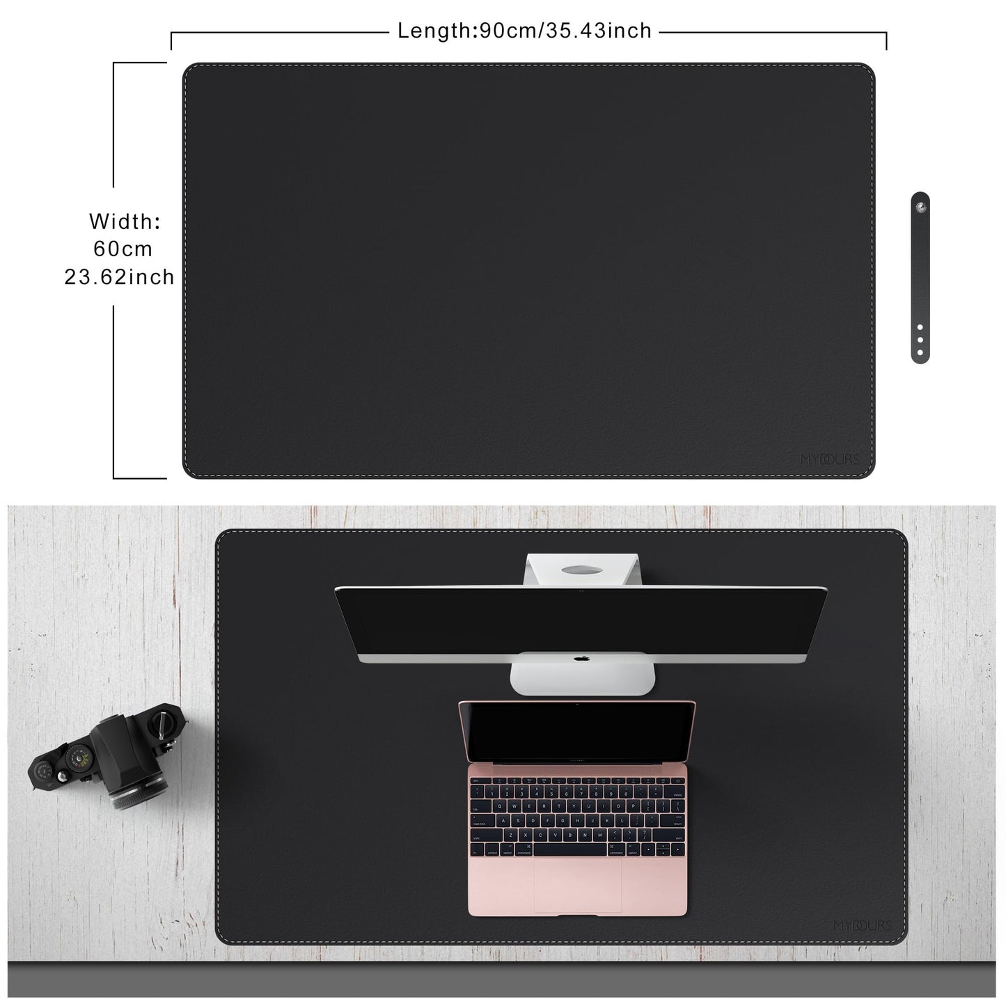 Mydours 36” x 24” Large Desk Mat - XL Desk Pad with PU Leather Surfaces - Extended Desk Mat for Home Office & Computer Workstation - Gaming Mouse pad for Keyboard & Laptop (Black)
