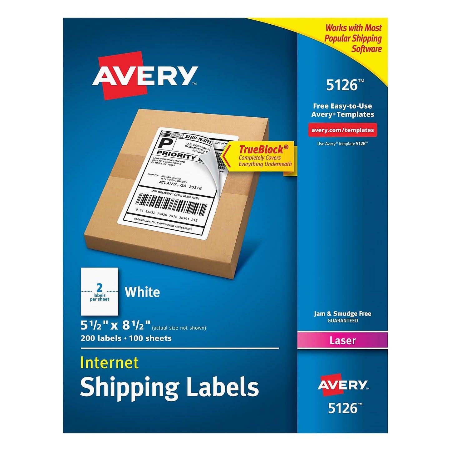 Avery Shipping Labels with TrueBlock Technology
