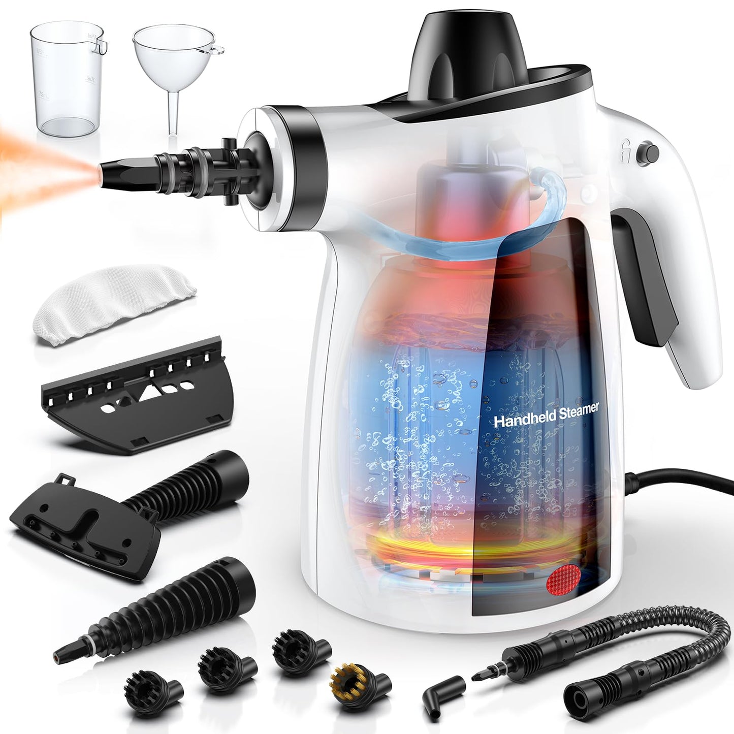 Steam Cleaner, Pressurized Handheld Multi-Surface Natural Deep Cleaning Steamer, 11pcs Accessory & Safety Lock, Portable Steamer for Cleaning Home, Kitchen, Bathroom, Car, Upholstery, Grout, Window